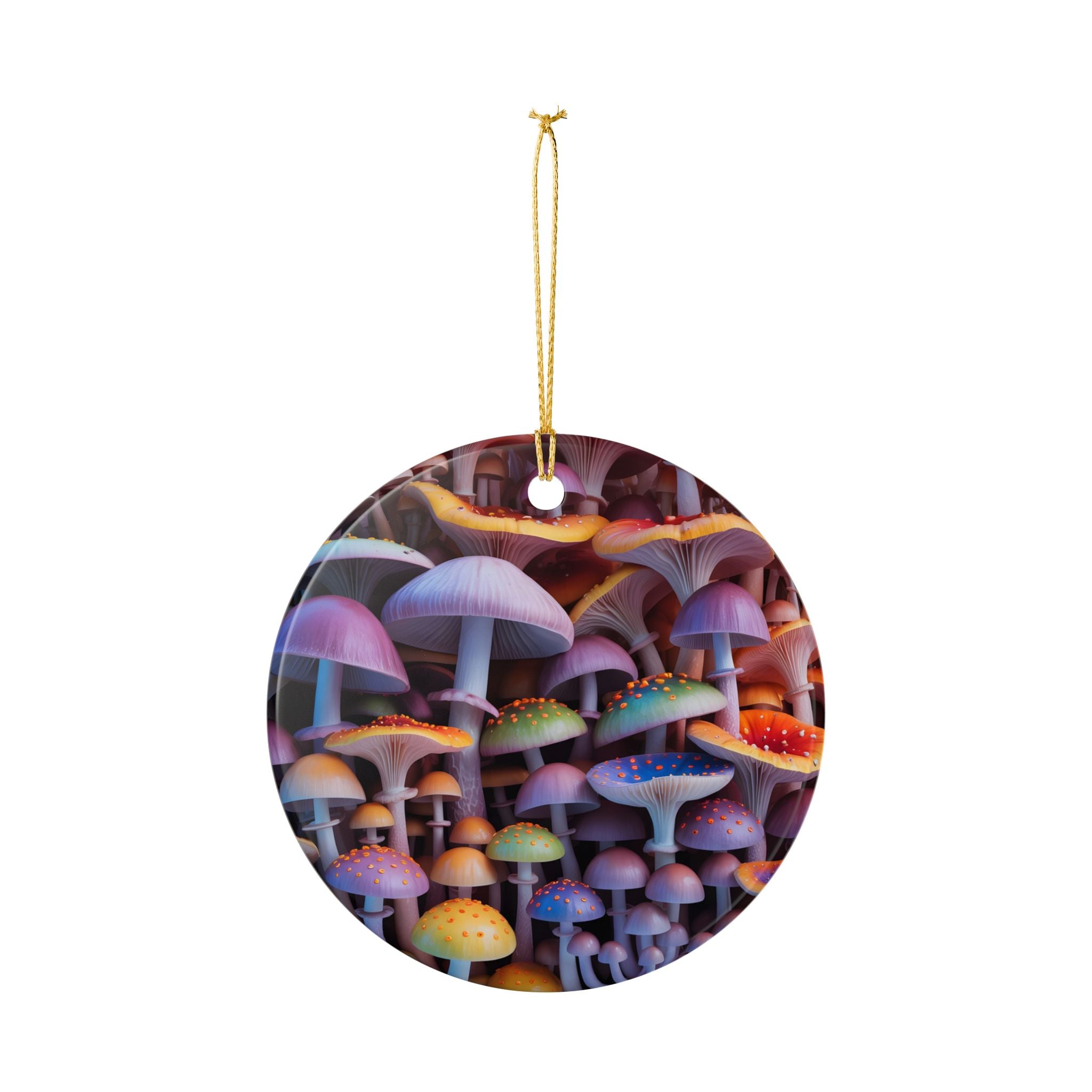 Ceramic Ornament: Heart Ceramic Ornament Colorful Psychedelic Mushroom Decoration