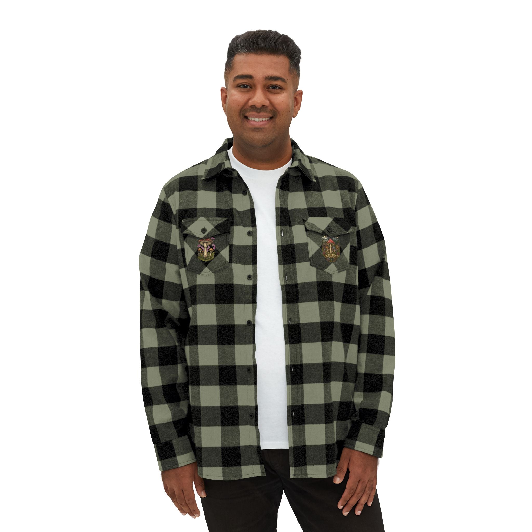 Portland Mushroom Flannel Shirt — Vintage Forest Plaid Button-Up
