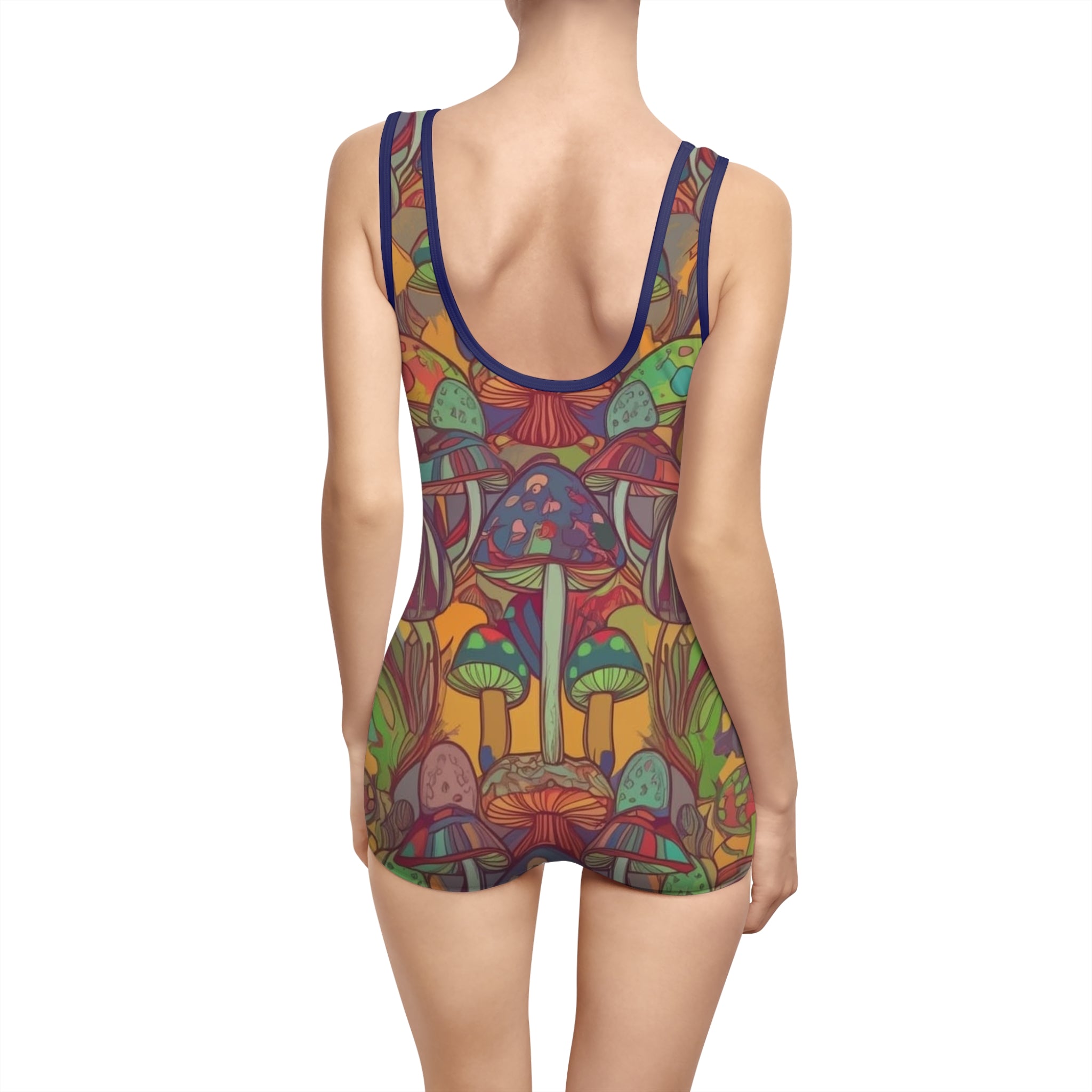 Vintage Mushroom Print Swimsuit — Retro Psychedelic One-Piece