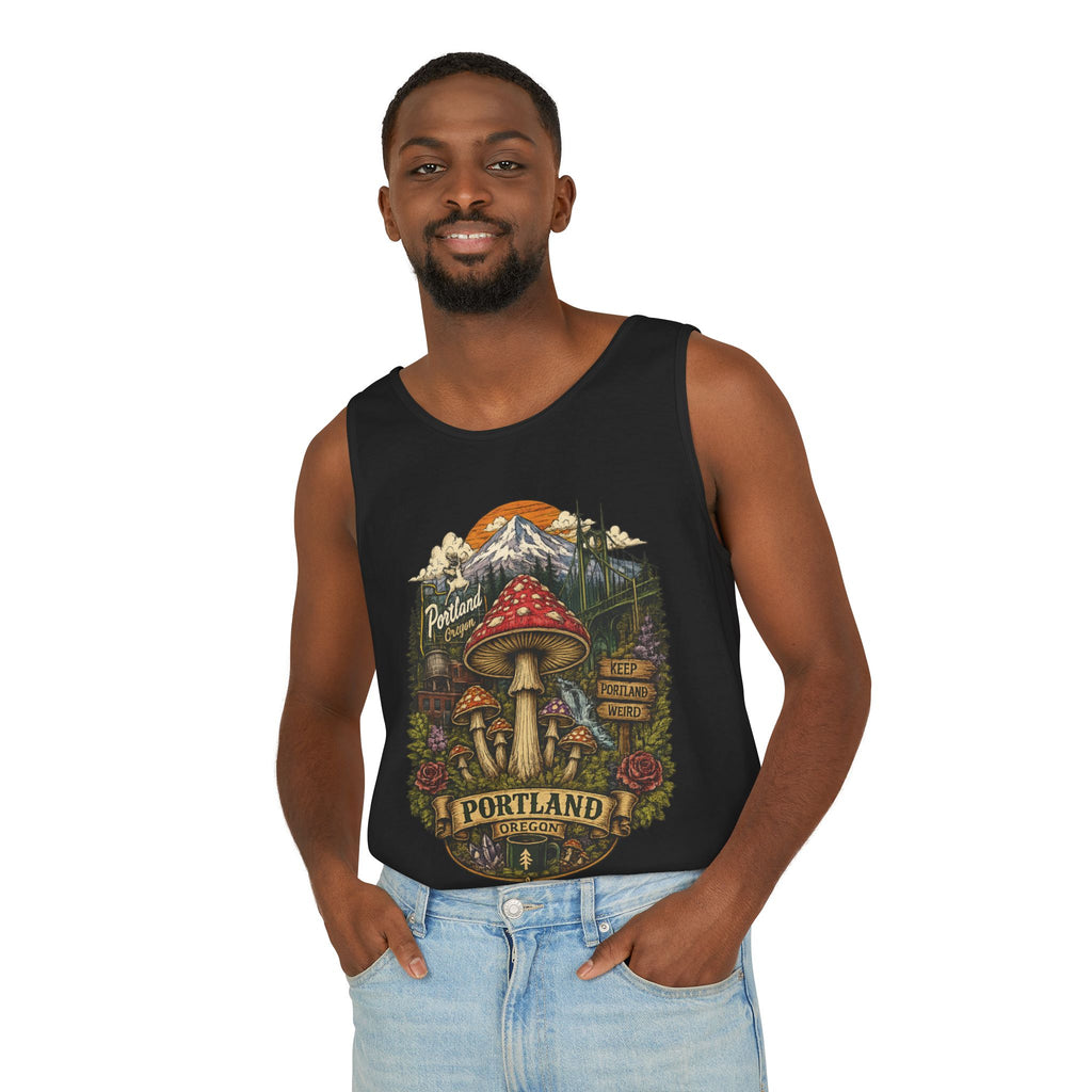 Portland Mushroom Tank Top — Vintage Forest Travel Graphic