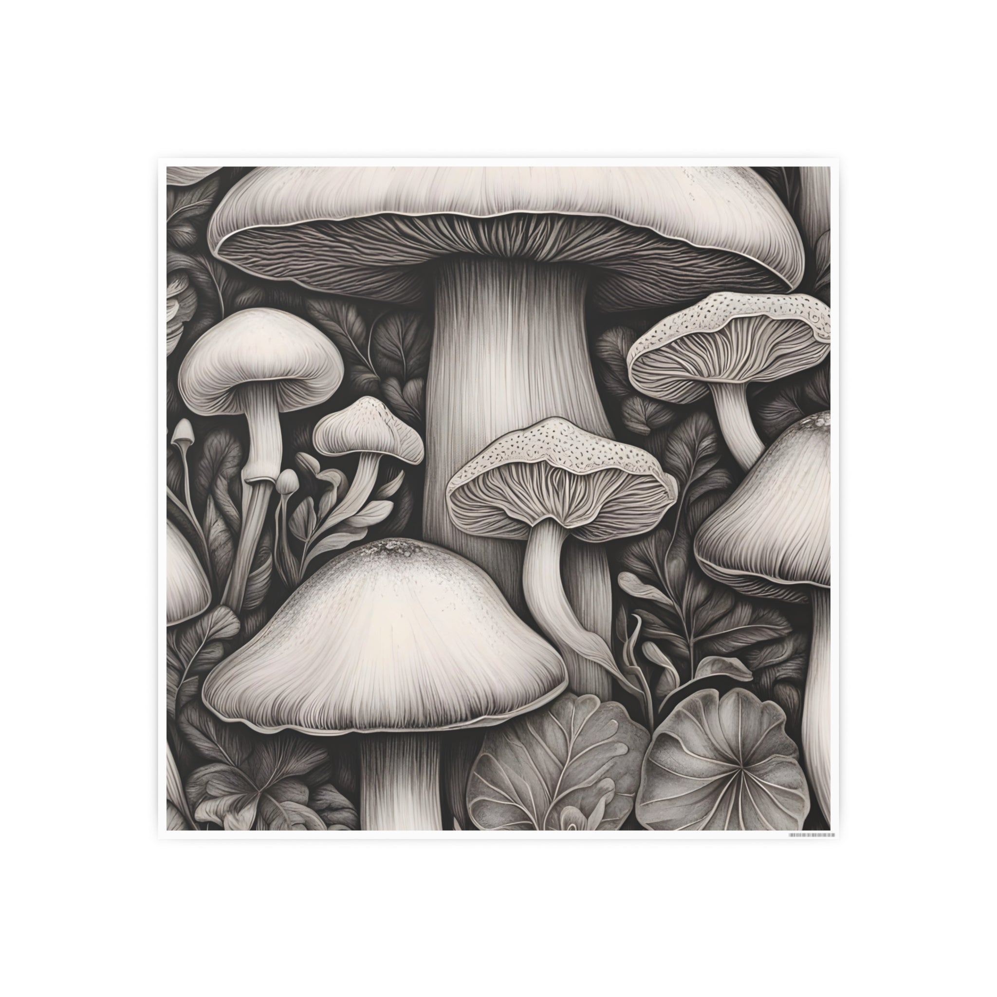 Poster: Mushroom Illustration Poster — Botanical Fungi Art Print