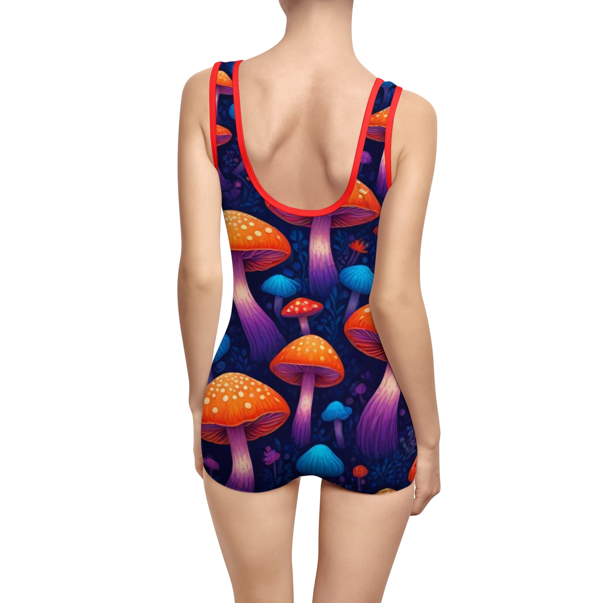 Vibrant Vintage Mushroom Swimsuit - Retro Summer Swimwear, Beachwear, Pool Party, Bohemian Style, Gift for Her