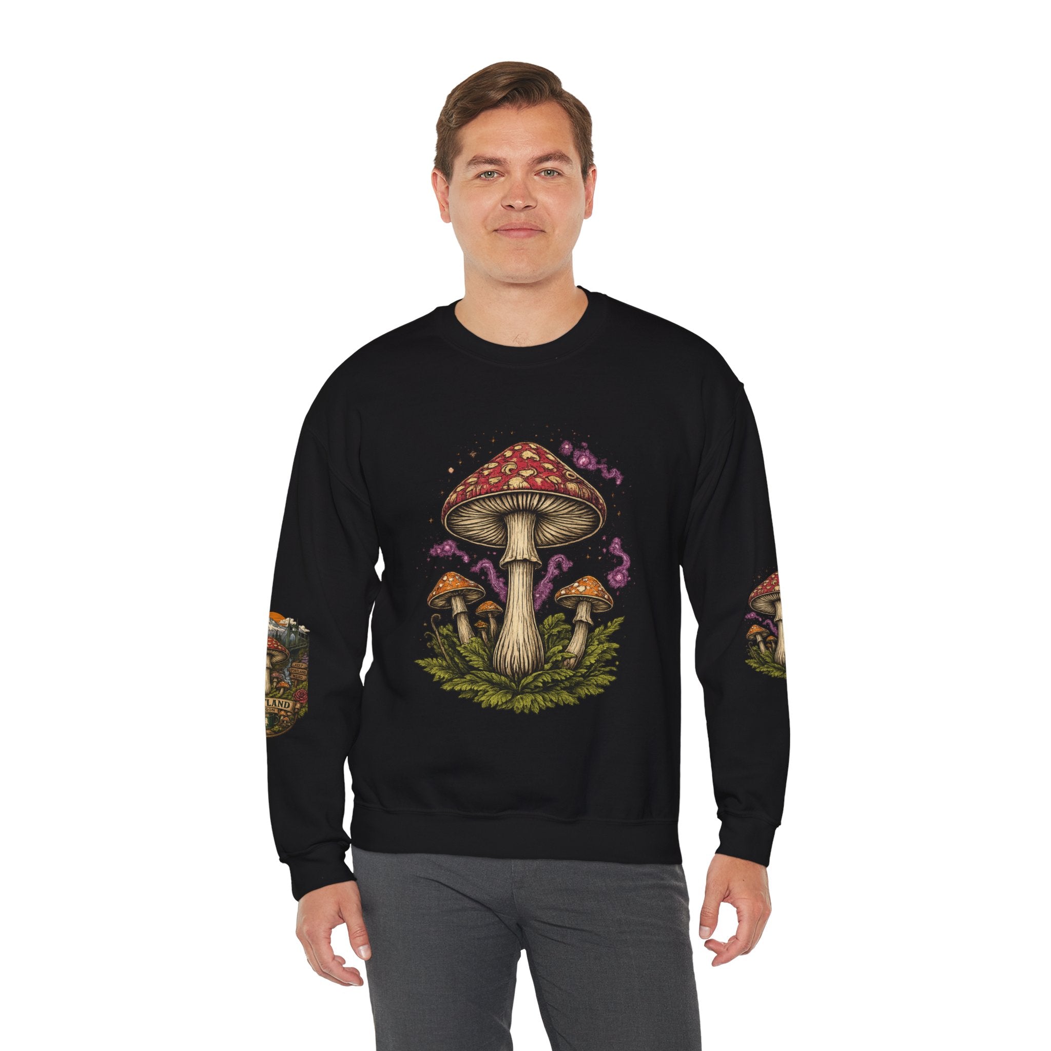 Mushroom Crewneck Sweatshirt — Portland Vintage Psychedelic Fungi Graphic