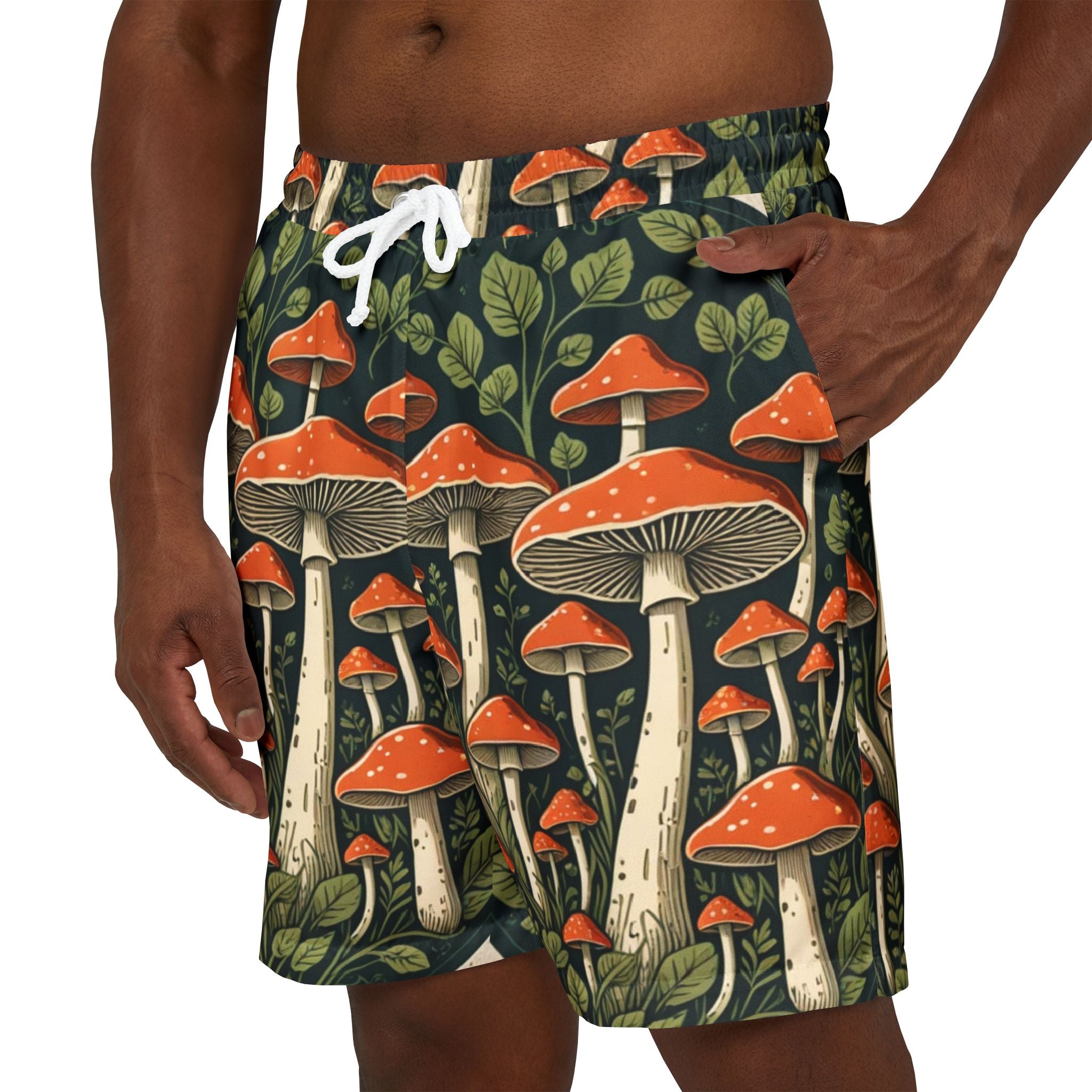 🍄 “Forest Floor Fantasy” Mushroom Swim Trunks 🌿