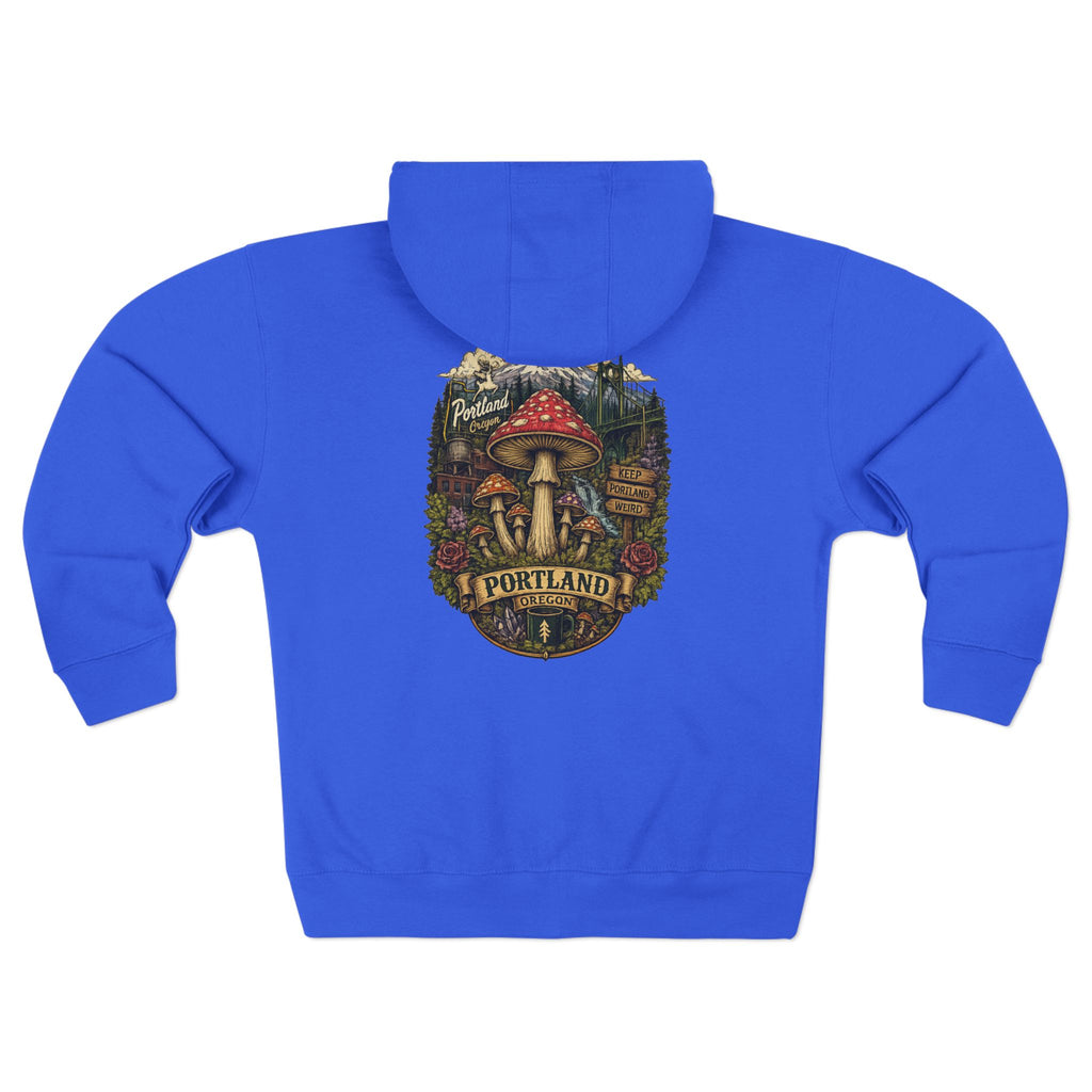 Portland Mushroom Zip Hoodie — Vintage Psychedelic Fungi Forest Jacket