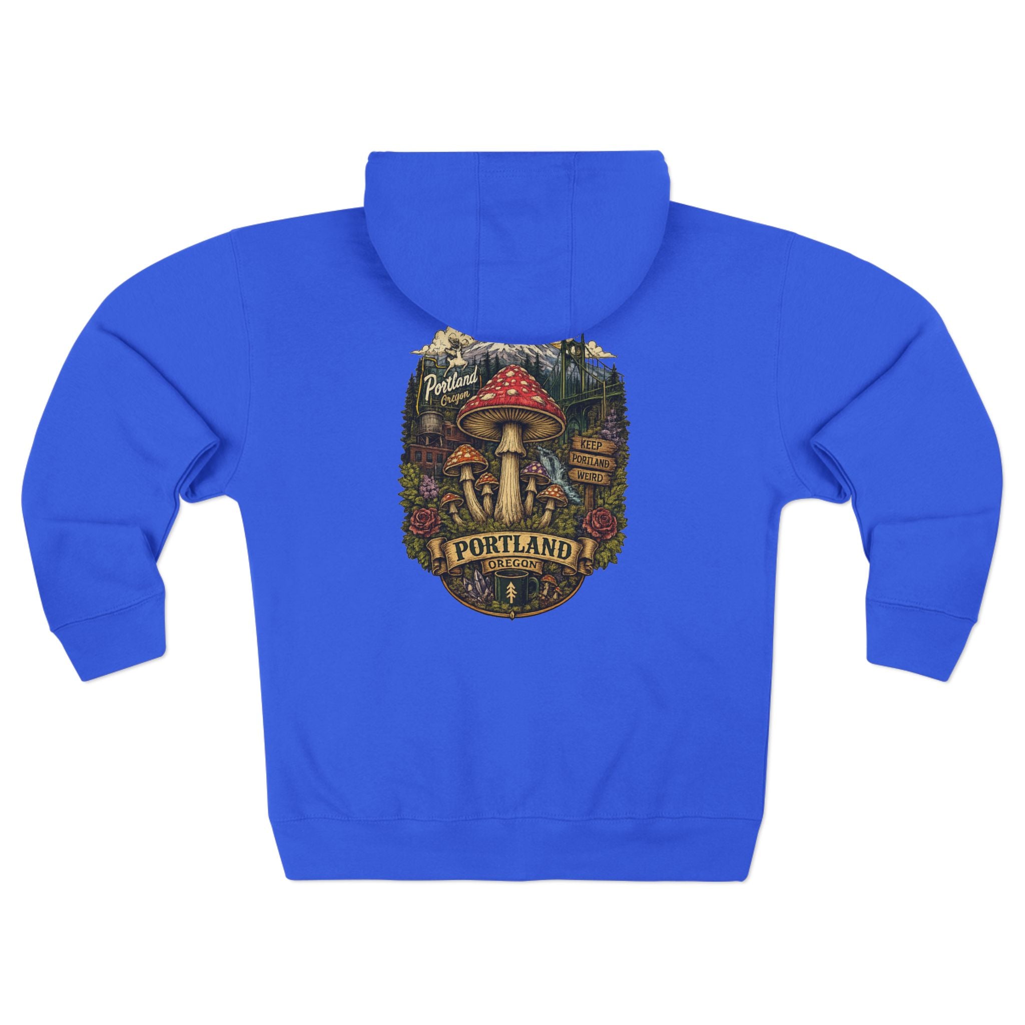Portland Mushroom Zip Hoodie — Vintage Psychedelic Fungi Forest Jacket