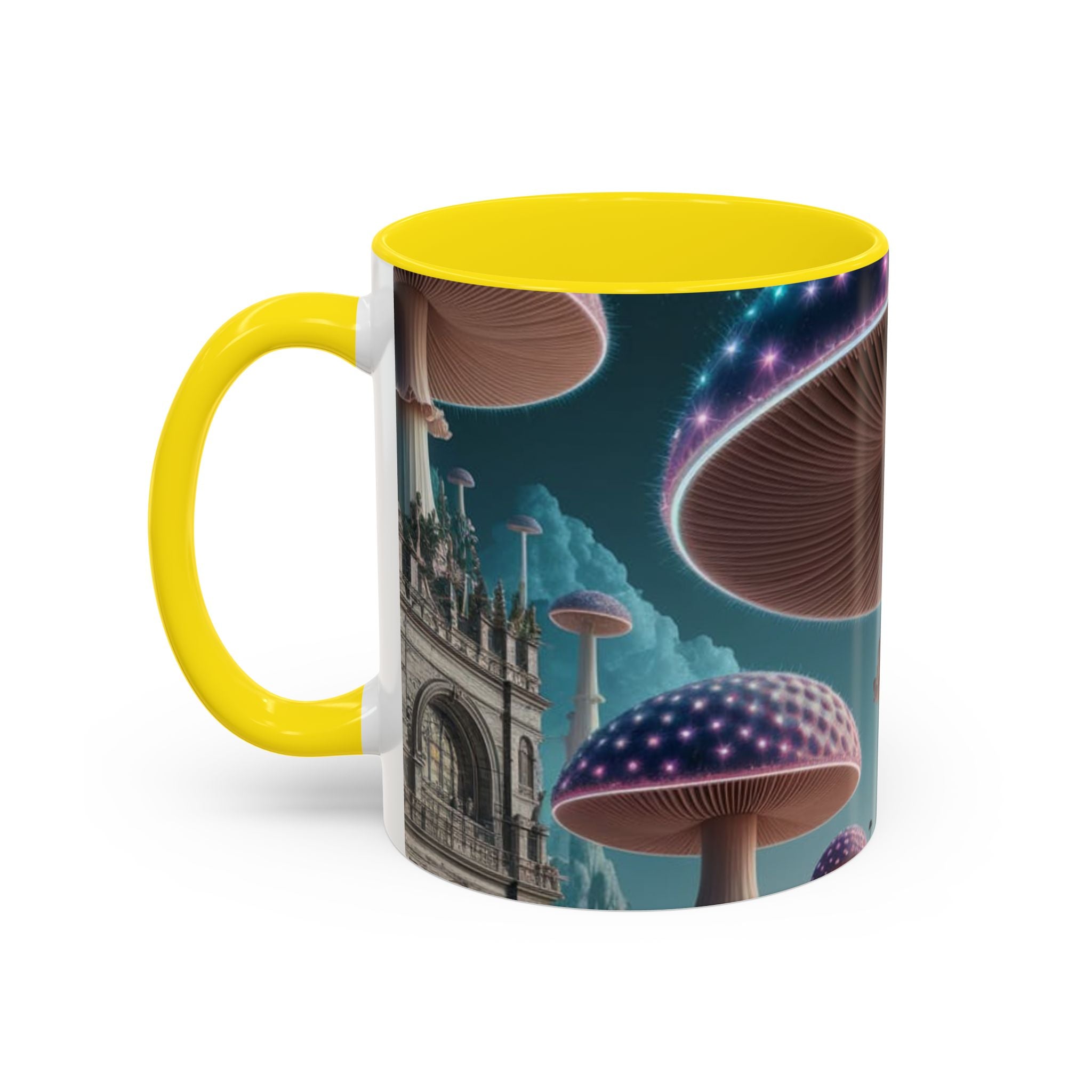 Mug: Mystical Mushroom Accent Coffee Mug — Fantasy Psychedelic Ceramic Cup (11/15oz)