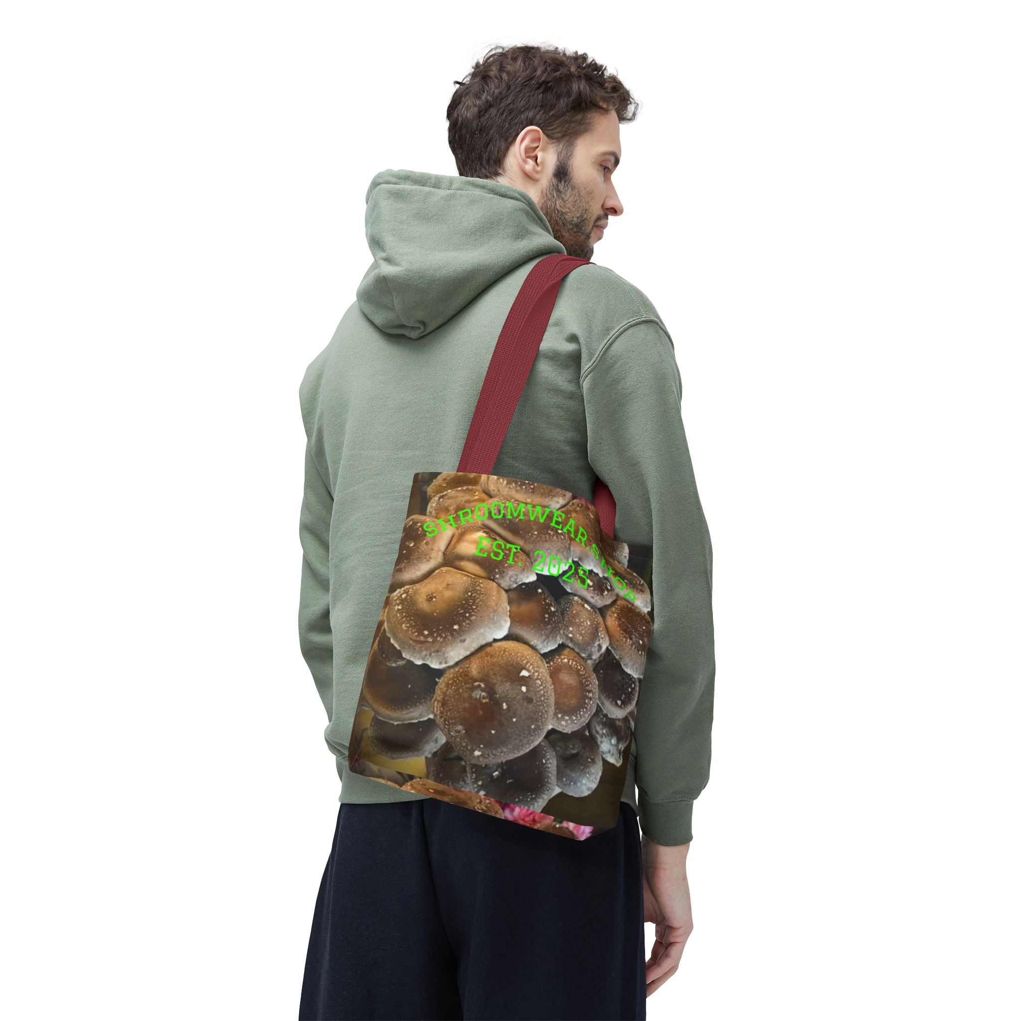 Bag: Mushroom Print Tote Bag-Over-Print Canvas Tote