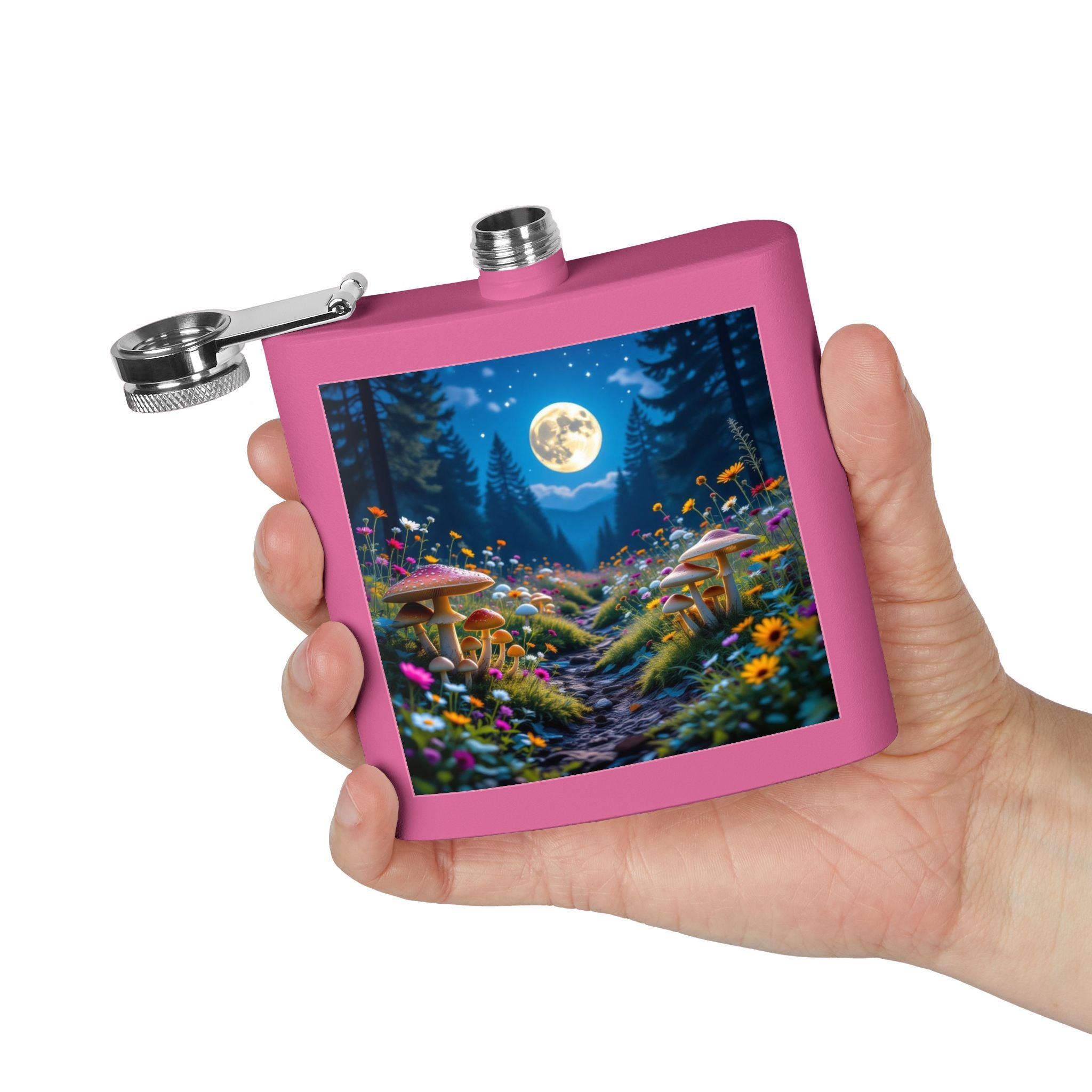 🌲 Moonlit Grove Stainless Steel Flask – Sip with a Side of Magic 🍄🌕