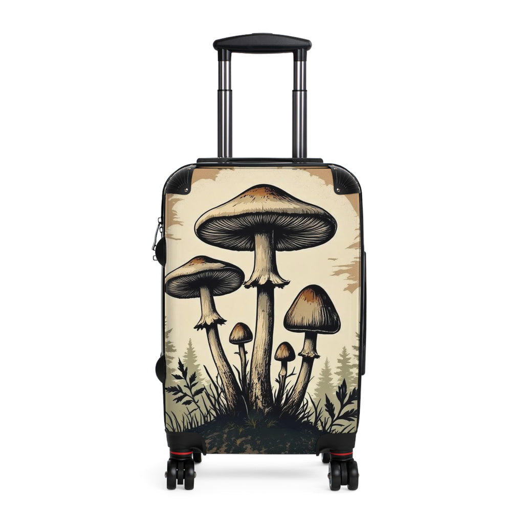 Mushroom Forest Suitcase Cover – Vintage Psychedelic Fungi Travel Luggage Skin