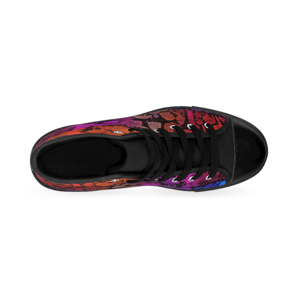 Mushroom Pattern High-Top Sneakers — Psychedelic Gradient Men’s Classic Sneakers