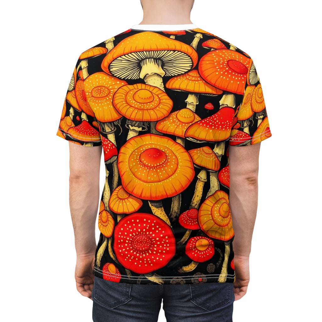Psychedelic Orange Mushroom All-Over Print Tee