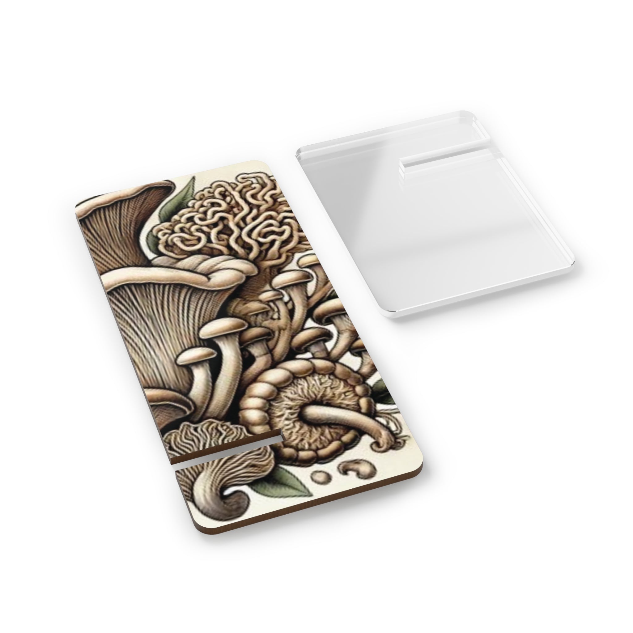 Phone Stand: Mushroom Art Phone Stand — Floral Fungi Mobile Display Stand