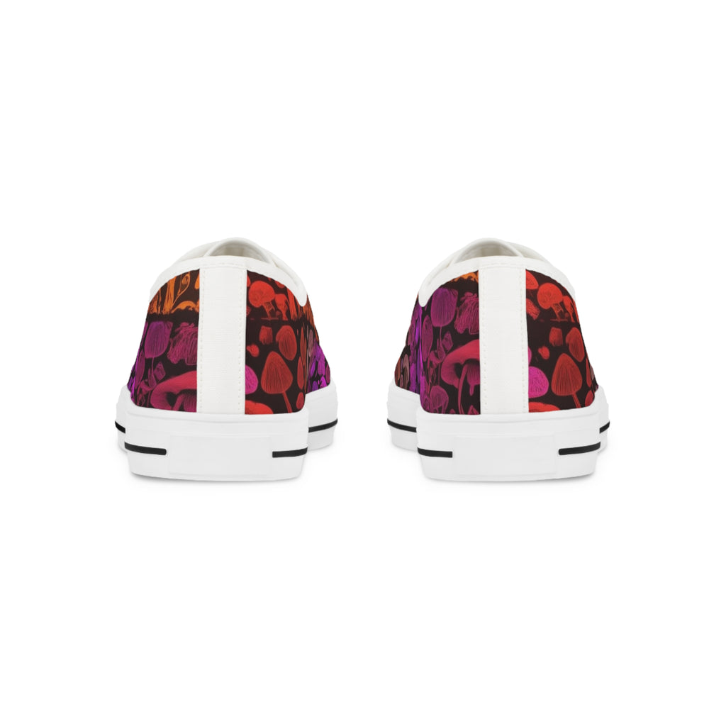 Men's Low Top Sneakers — Colorful Floral Stripe Skate Shoes