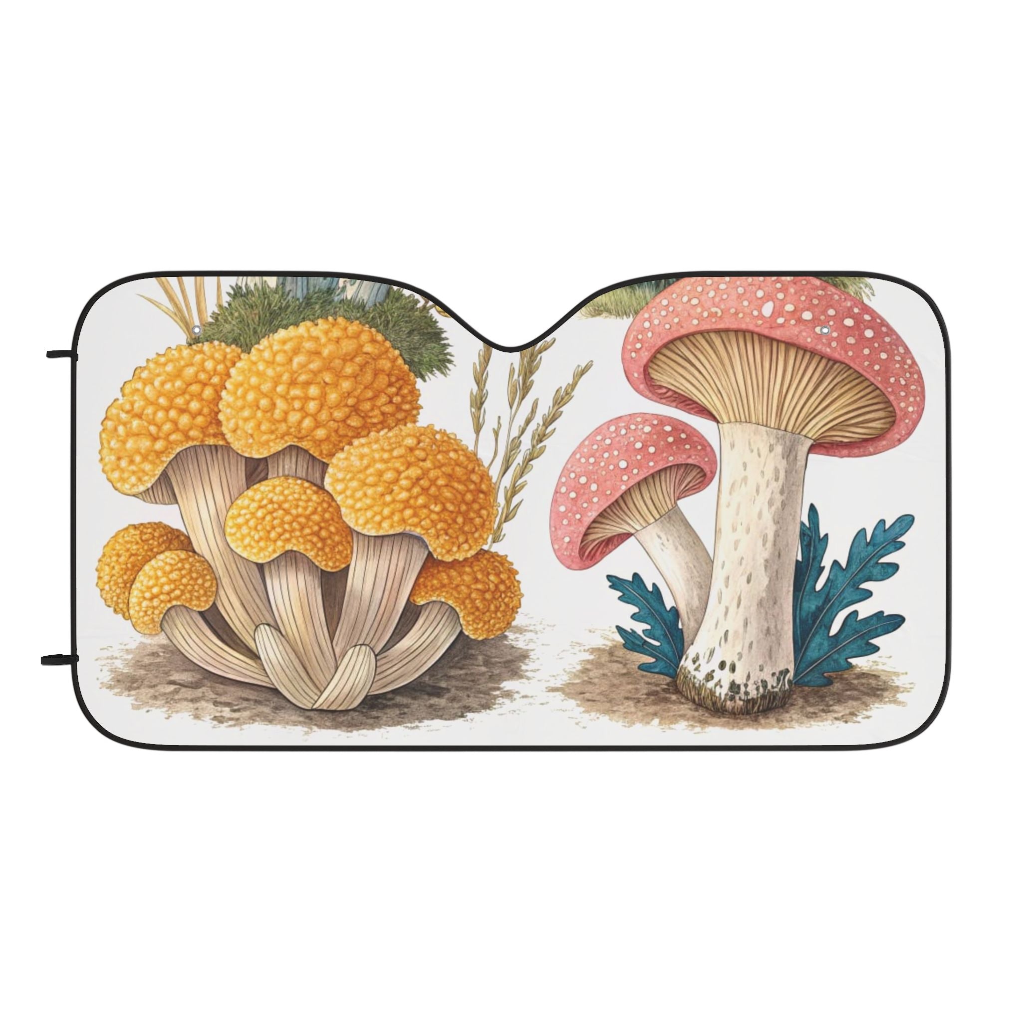 🌞🍄 “Fungi Forecast” Car Sunshade – Vintage Mushroom Garden Edition 🚗🌿