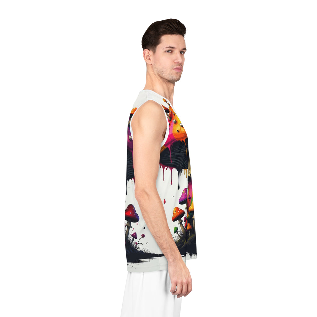 Psychedelic Rainbow Mushroom Basketball Jersey — All-Over Print