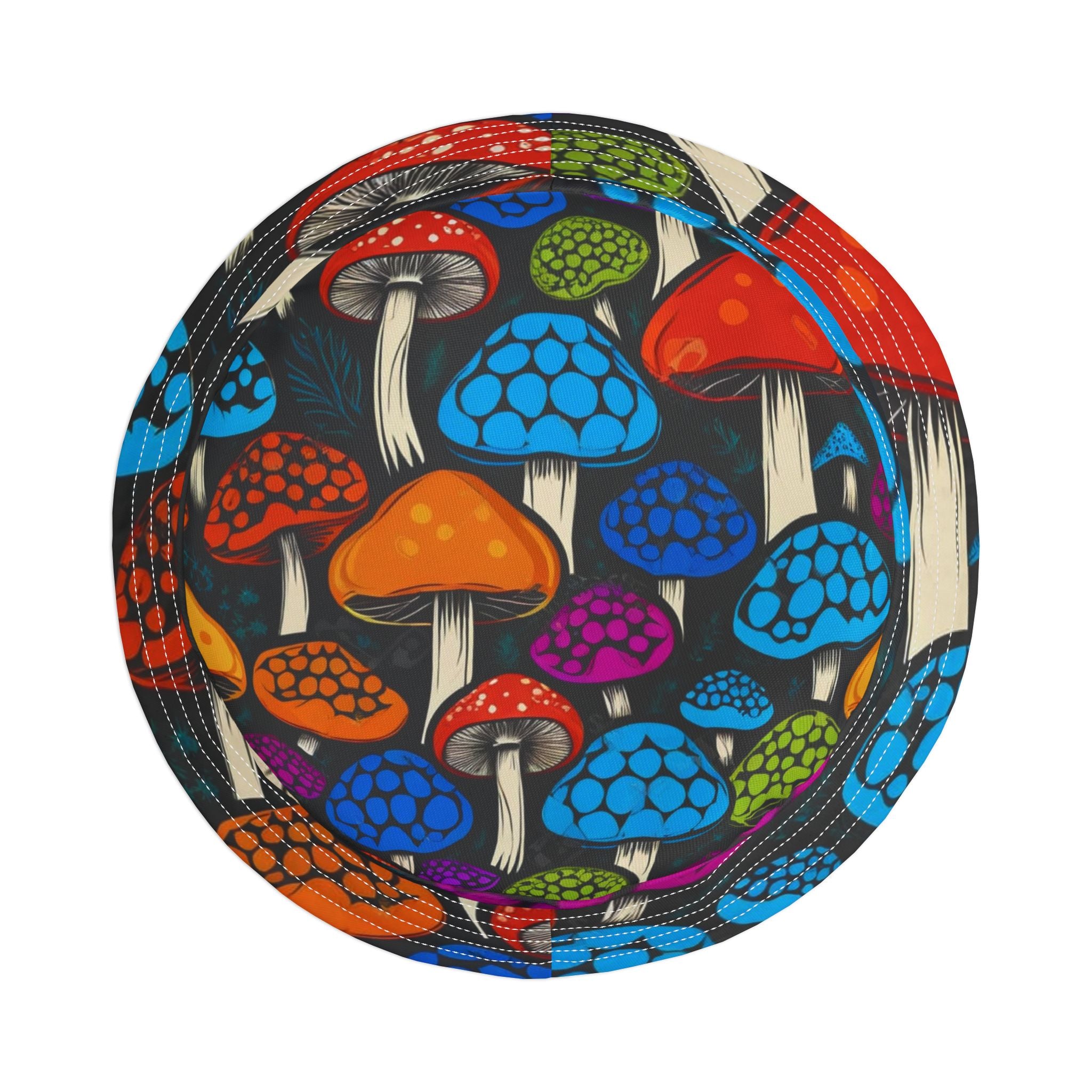Psychedelic Mushroom Pattern Bucket Hat — Colorful Retro Fungi Print