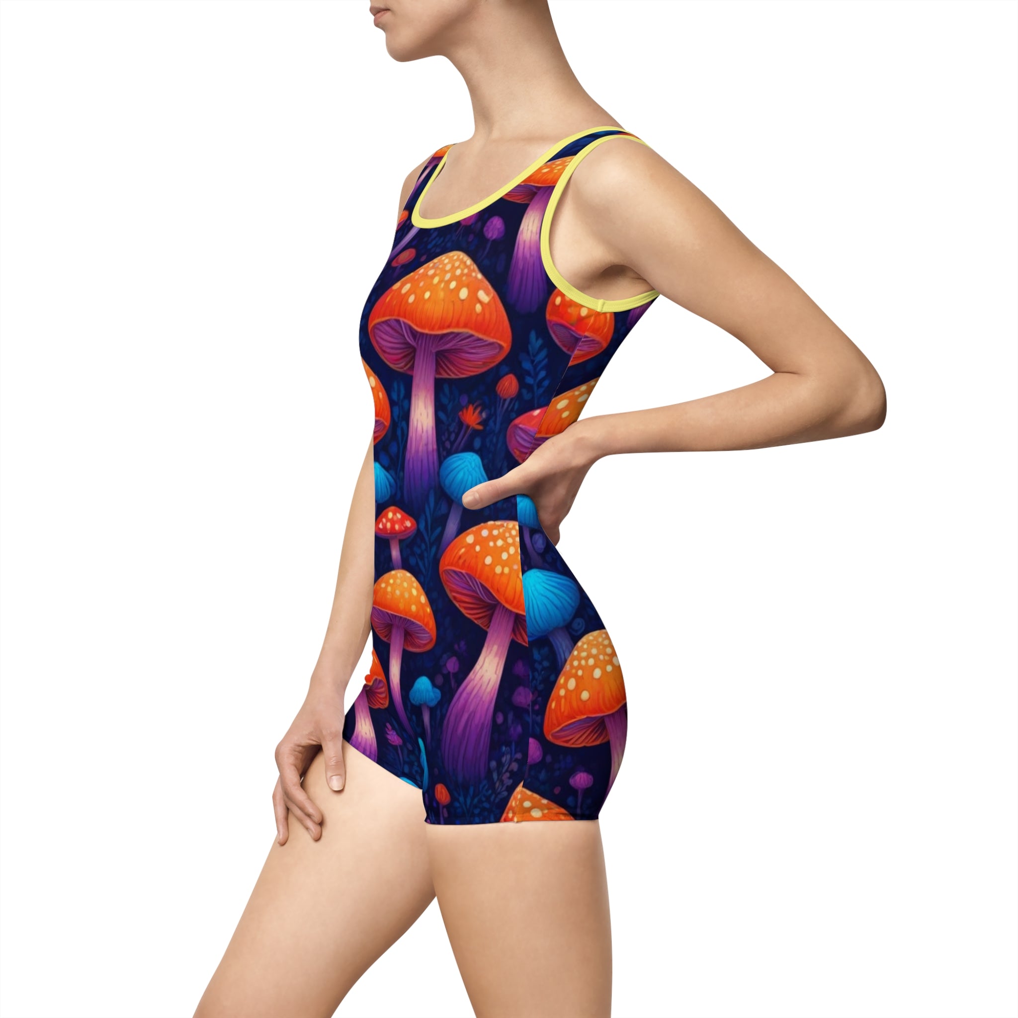 Vibrant Vintage Mushroom Swimsuit - Retro Summer Swimwear, Beachwear, Pool Party, Bohemian Style, Gift for Her
