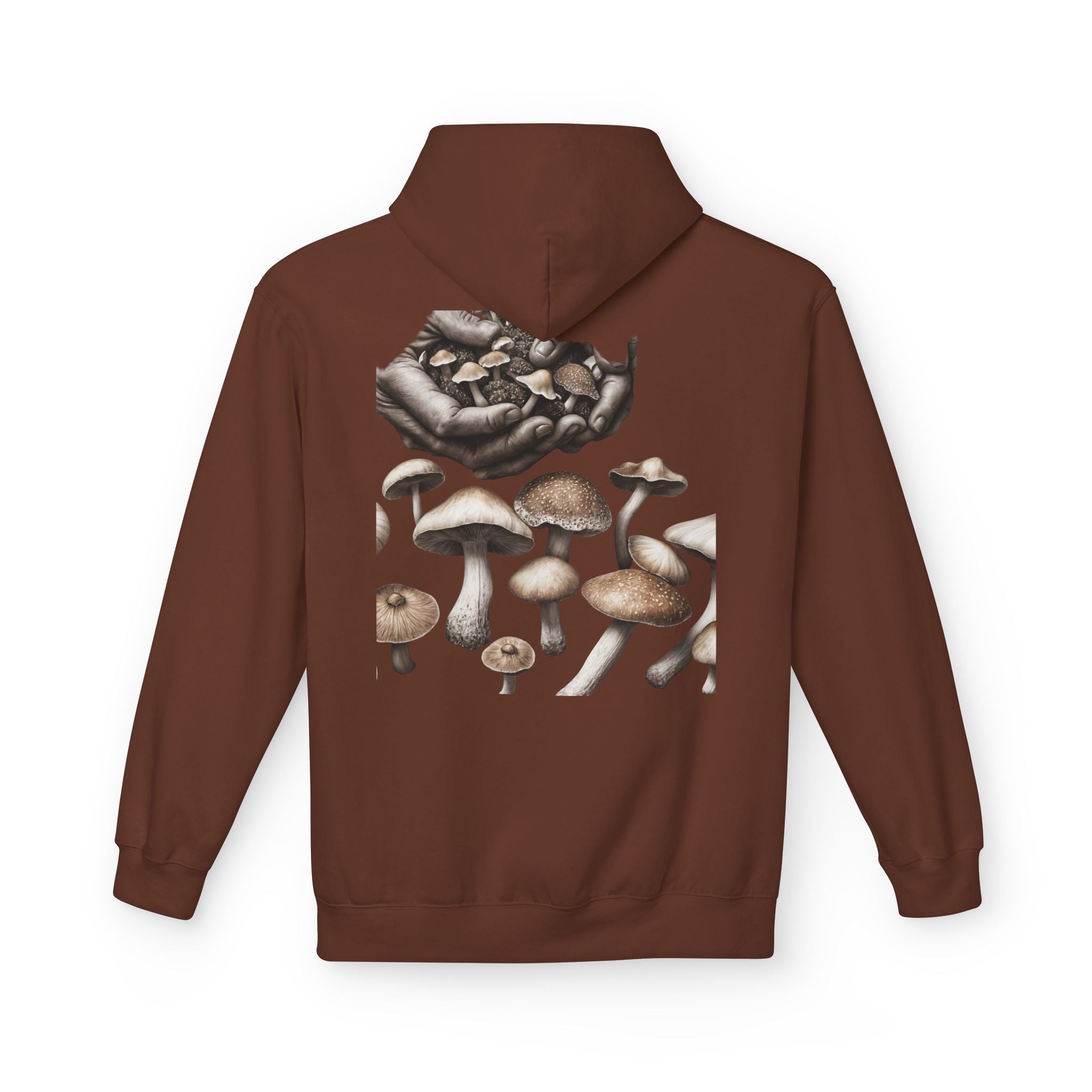 Mushroom Art Hoodie — Botanical Foraging Graphic Pullover