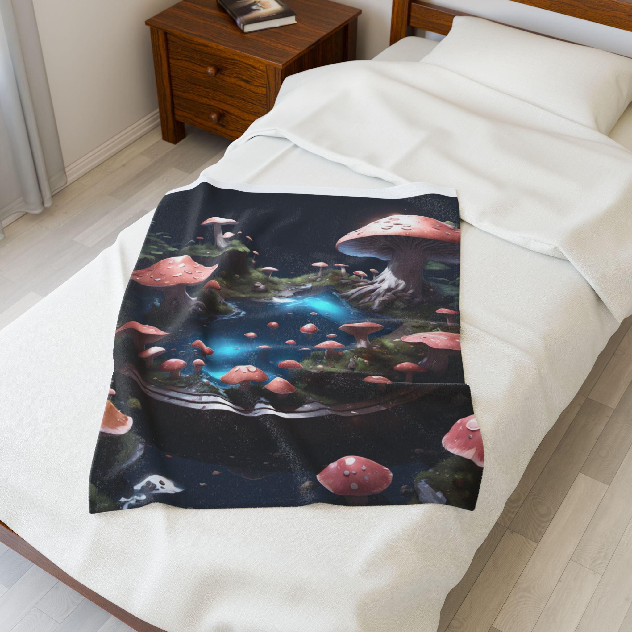 🧚‍♂️ Enchanted Fungi Forest Microfiber Blanket – Where Magic Meets Softness 🍄💧