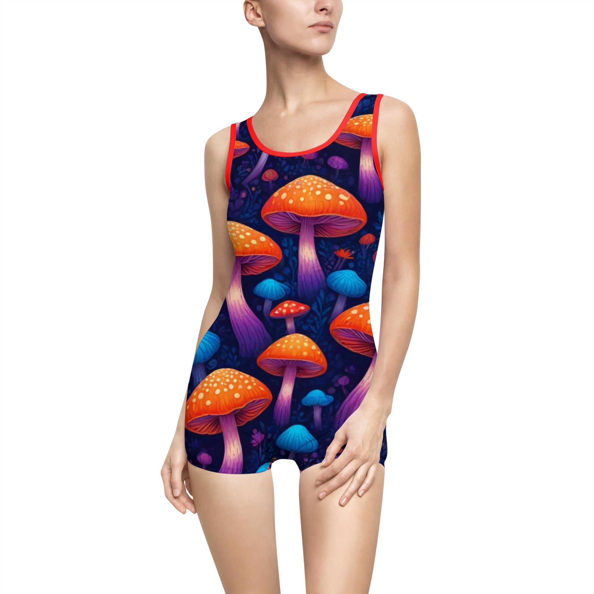 Vibrant Vintage Mushroom Swimsuit - Retro Summer Swimwear, Beachwear, Pool Party, Bohemian Style, Gift for Her