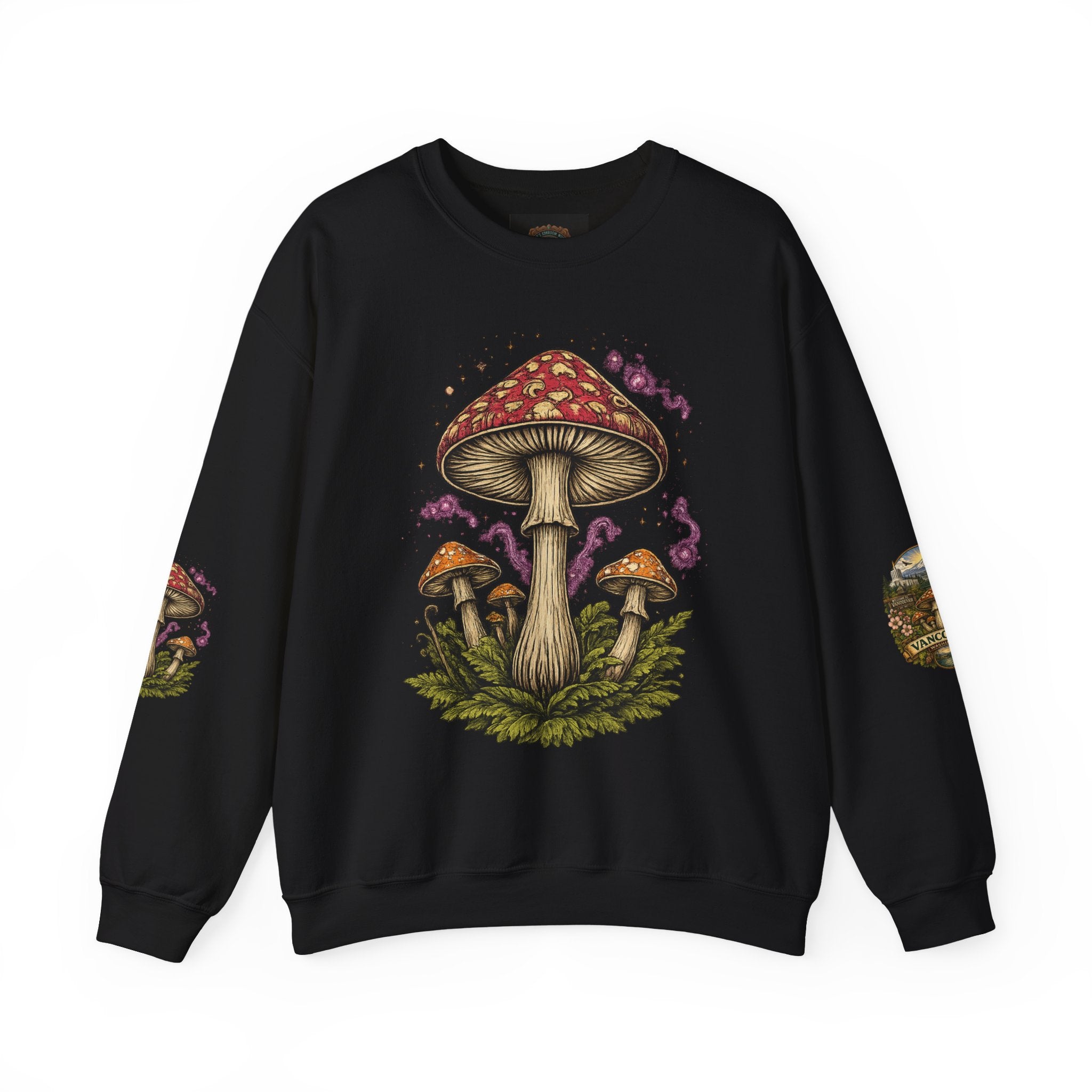 Mushroom Vancouver Crewneck Sweatshirt — Scenic Pacific Northwest Fungi Design