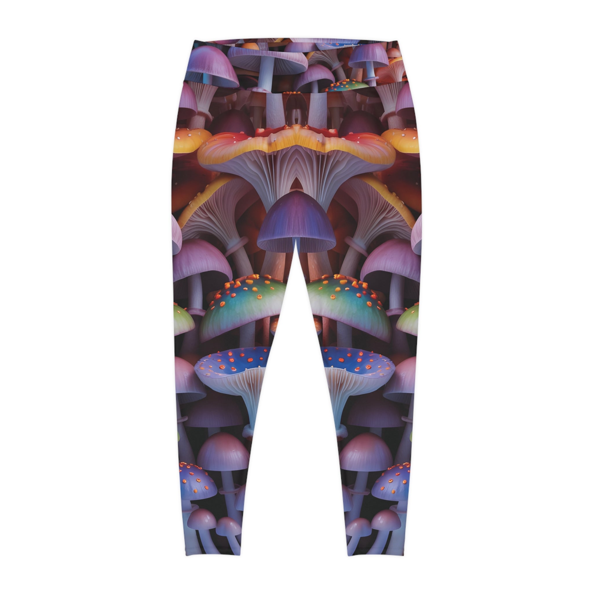 Plus Size Mushroom Print Leggings — Psychedelic Fantasy AOP Leggings