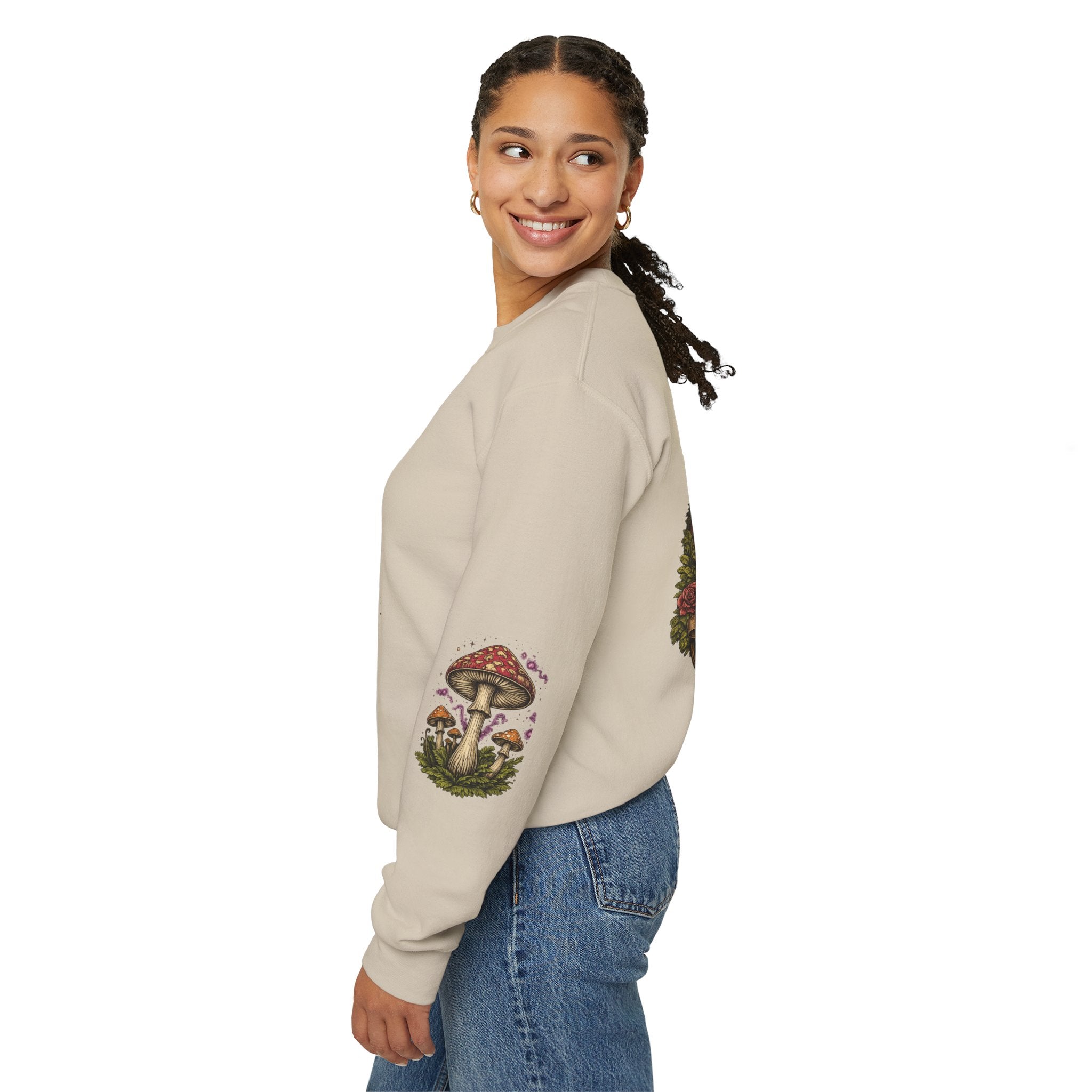 City: Portland Mushroom Crewneck Sweatshirt Vintage Psychedelic Fungi Graphic