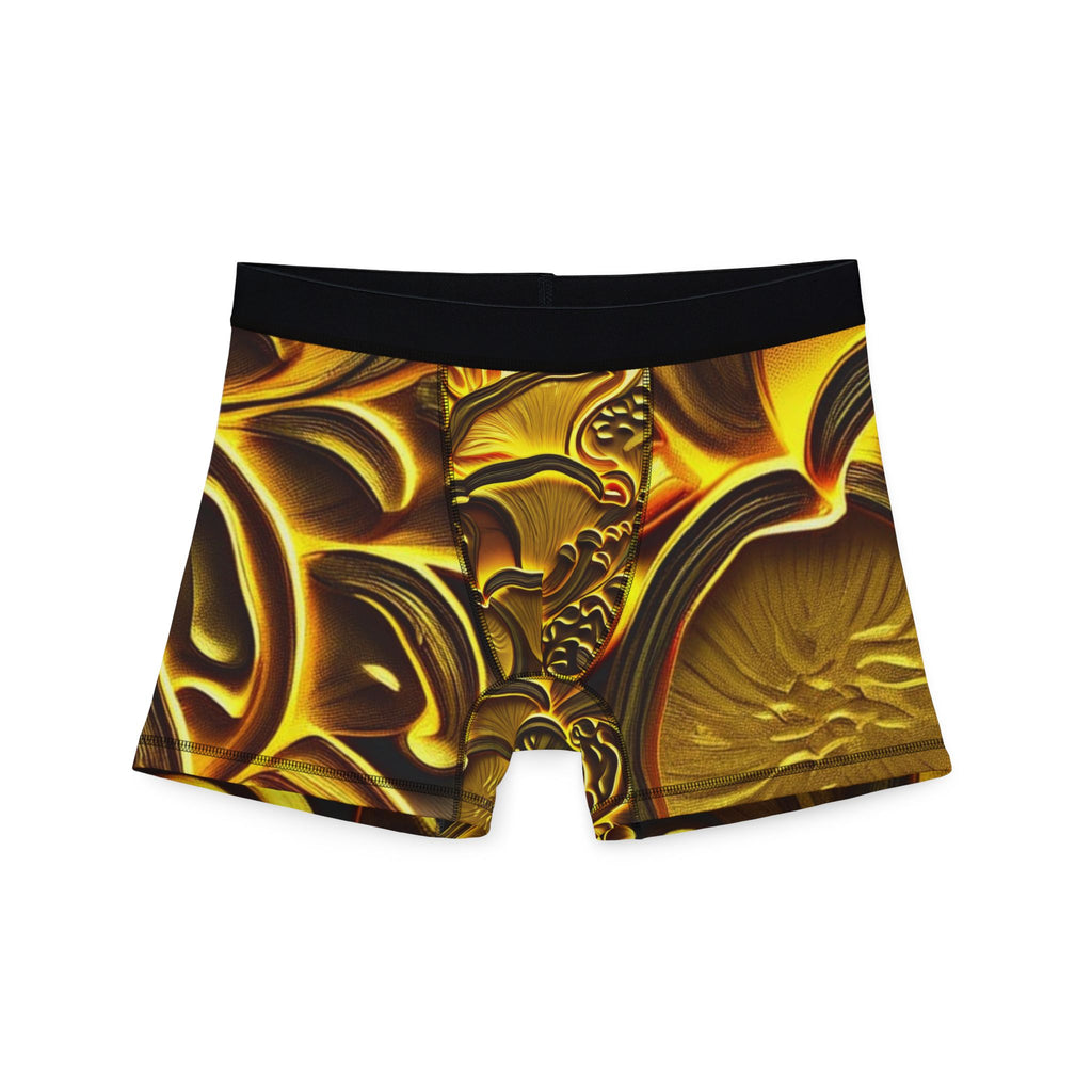 Gold Swirl Abstract Men's Boxer Briefs — Luxe Metallic Pattern AOP