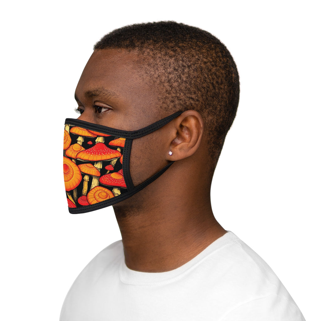 Face Mask: Mushroom Print Face Mask — Vibrant Orange Fungi Pattern