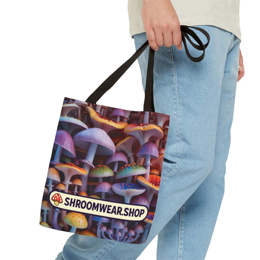 Tote Bag: Psychedelic Mushroom Tote Bag — Colorful Shroom Print Tote