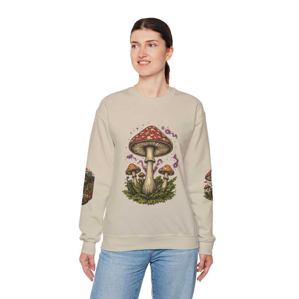 Mushroom Crewneck Sweatshirt — Portland Vintage Psychedelic Fungi Graphic
