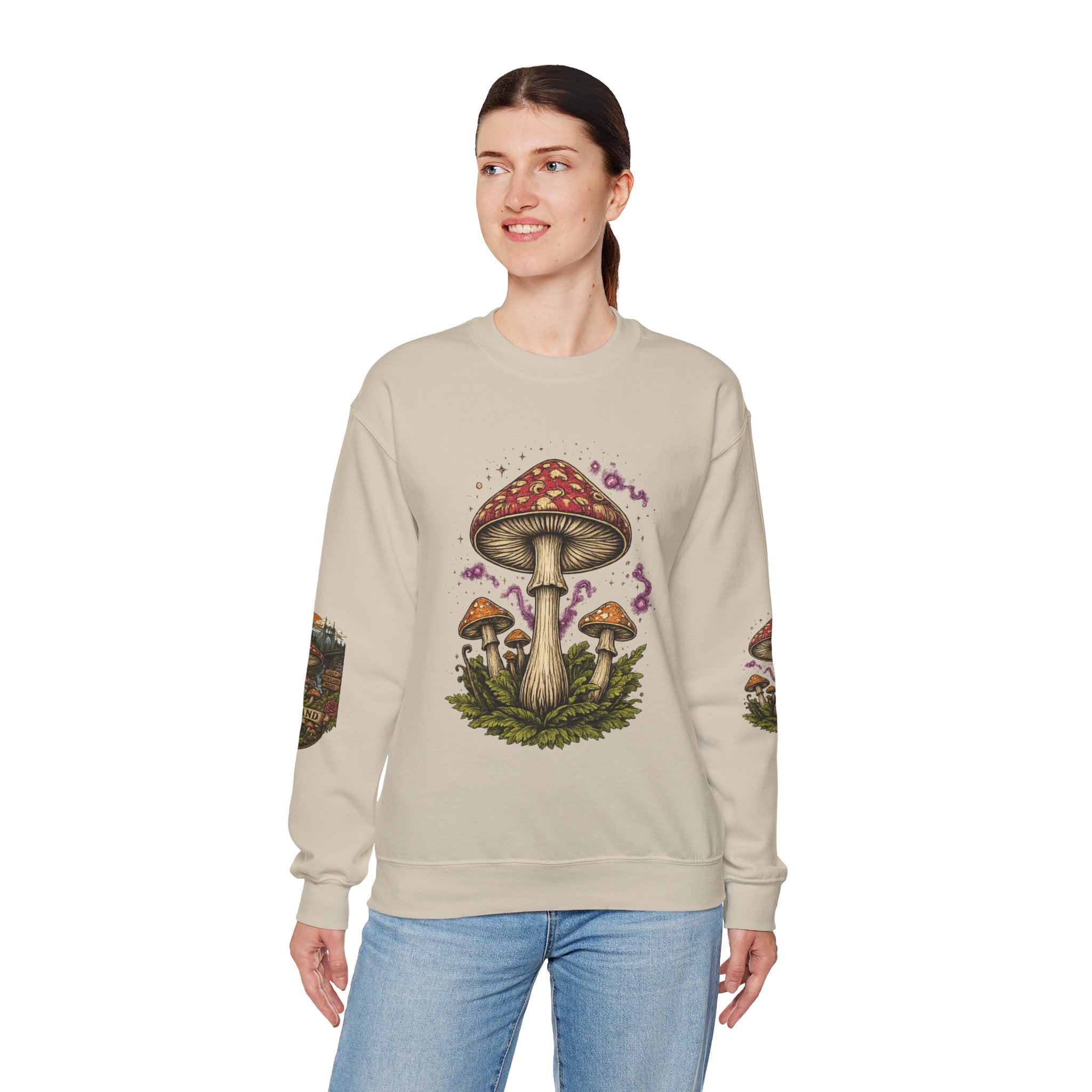 Mushroom Crewneck Sweatshirt — Portland Vintage Psychedelic Fungi Graphic