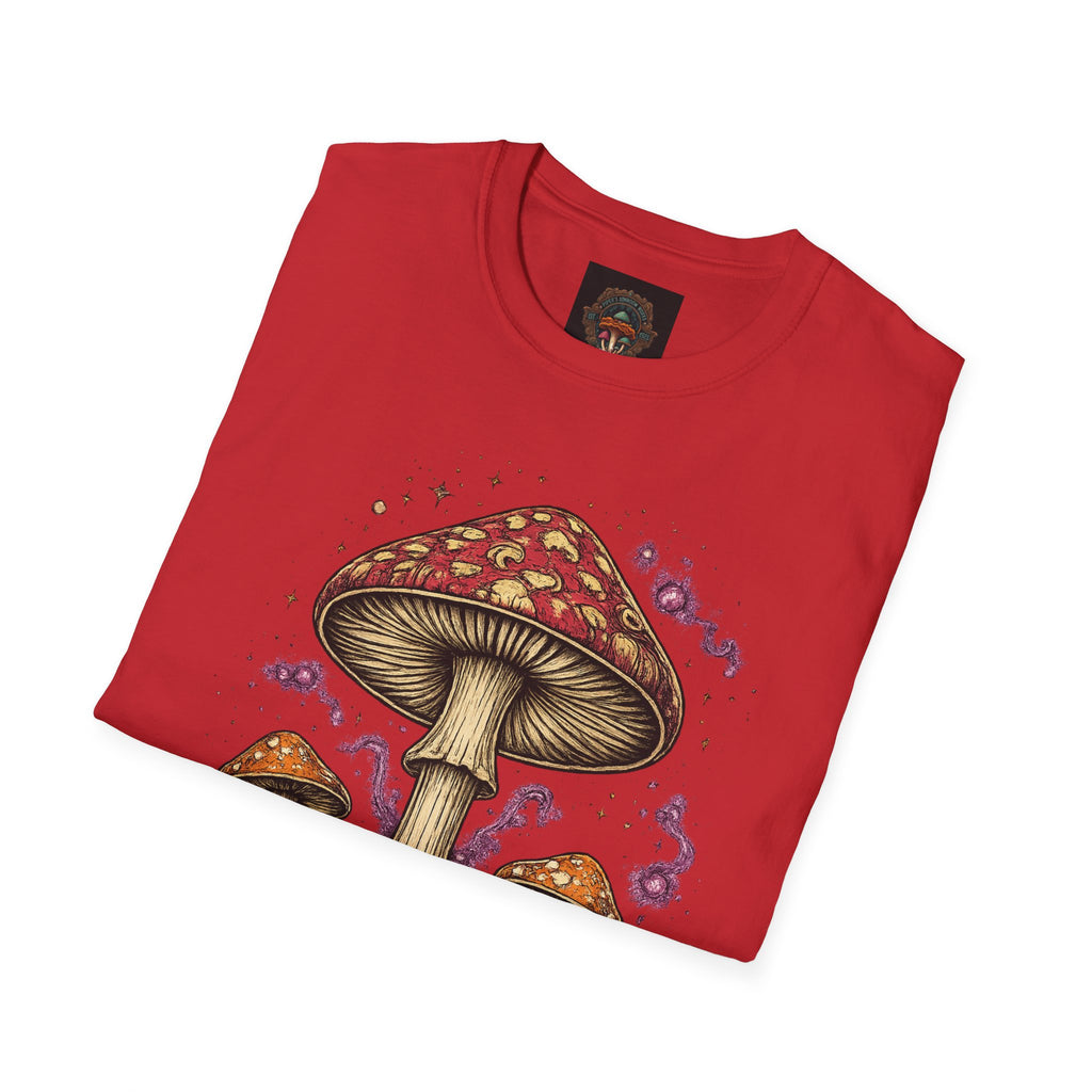 Psychedelic Mushroom Graphic T-Shirt — Red Amanita Illustration
