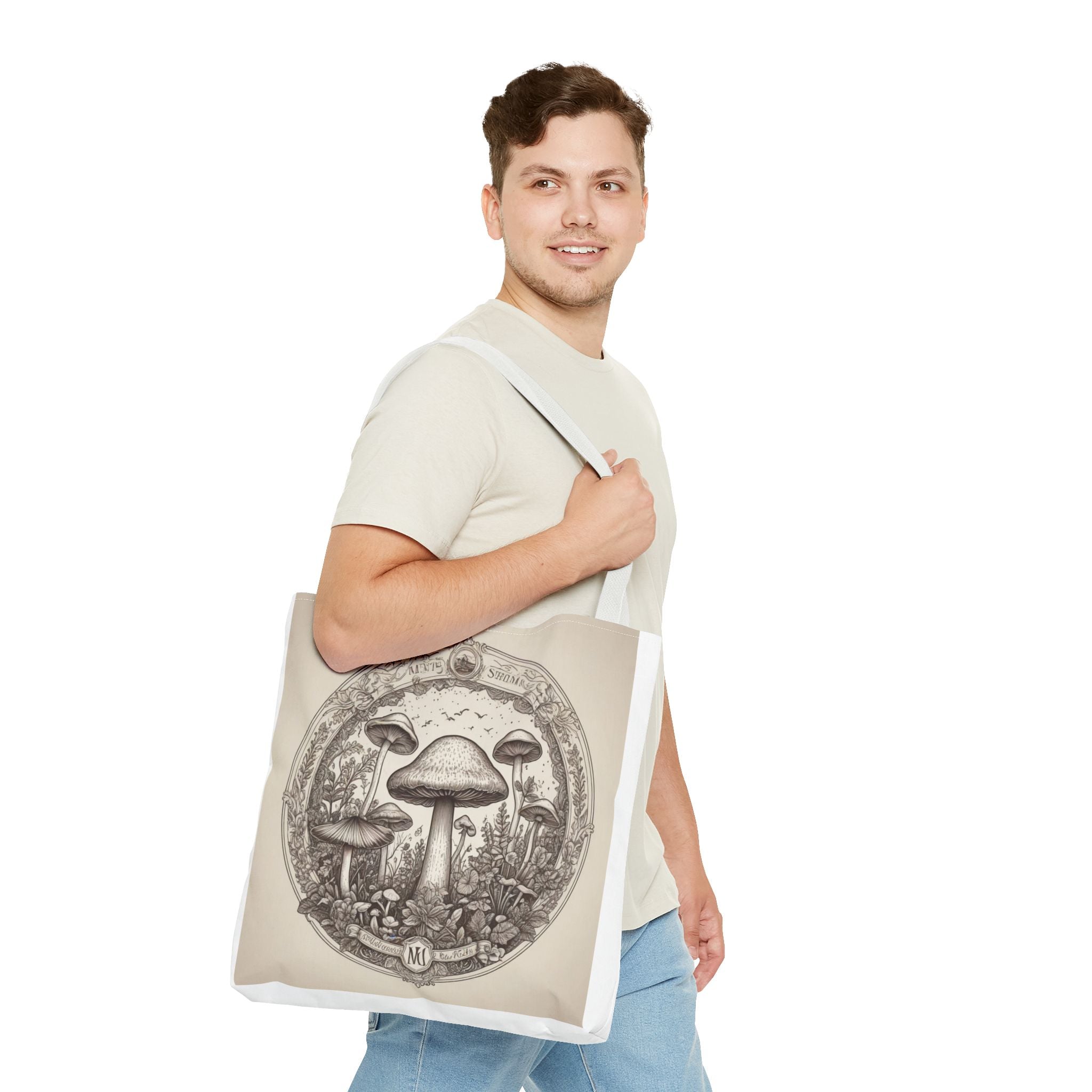 👜 Mystic Shroom Circle Tote Bag – Where Art Nouveau Meets Nature 🍄