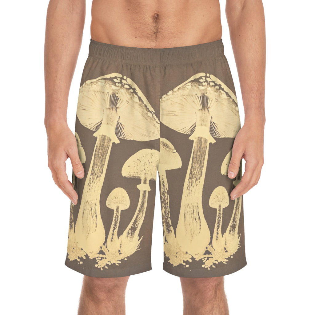 Shorts de bain imprimé champignons — Short de bain style surf botanique vintage