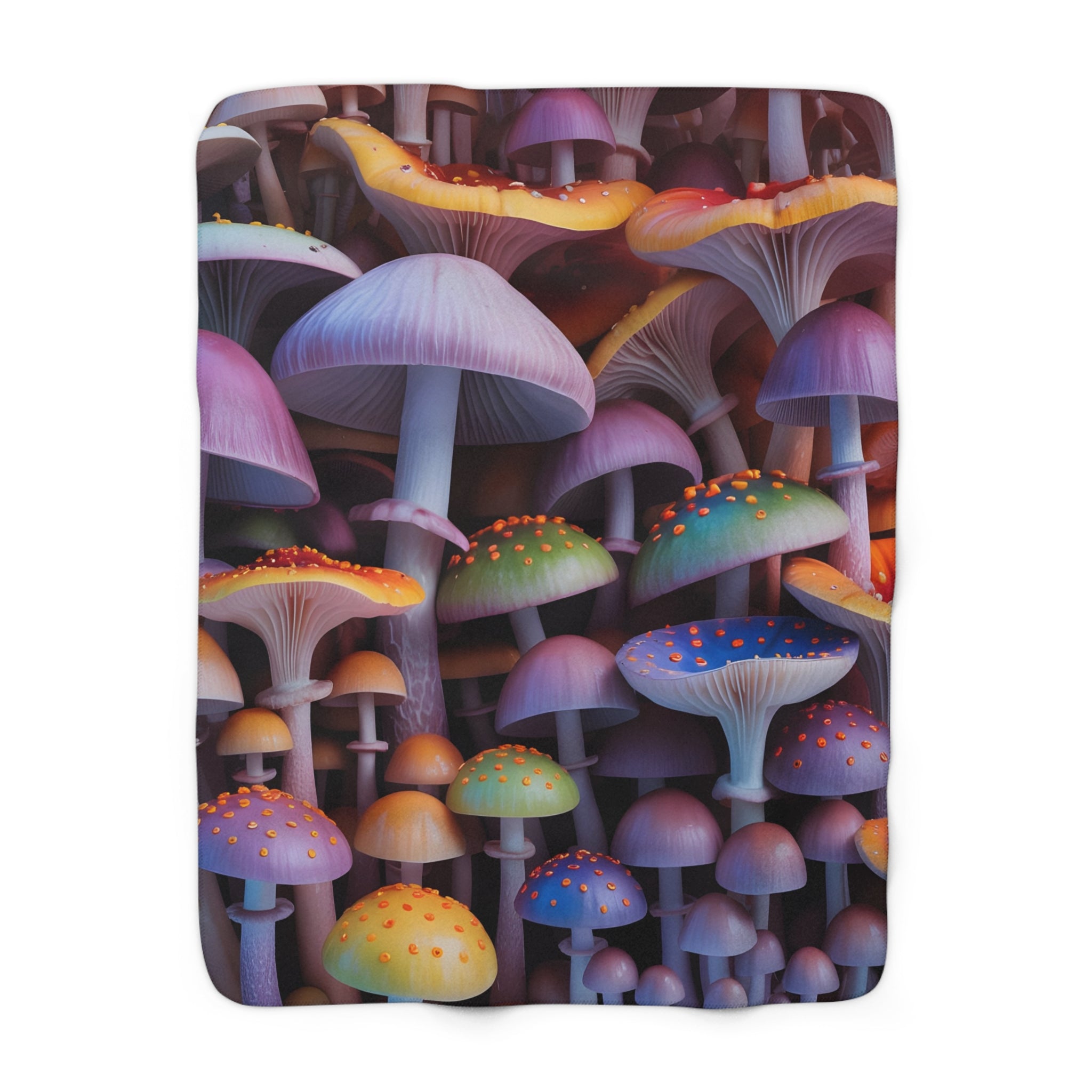 Blanket: Colorful Mushroom Sherpa Blanket — Cozy Fantasy Fleece Throw