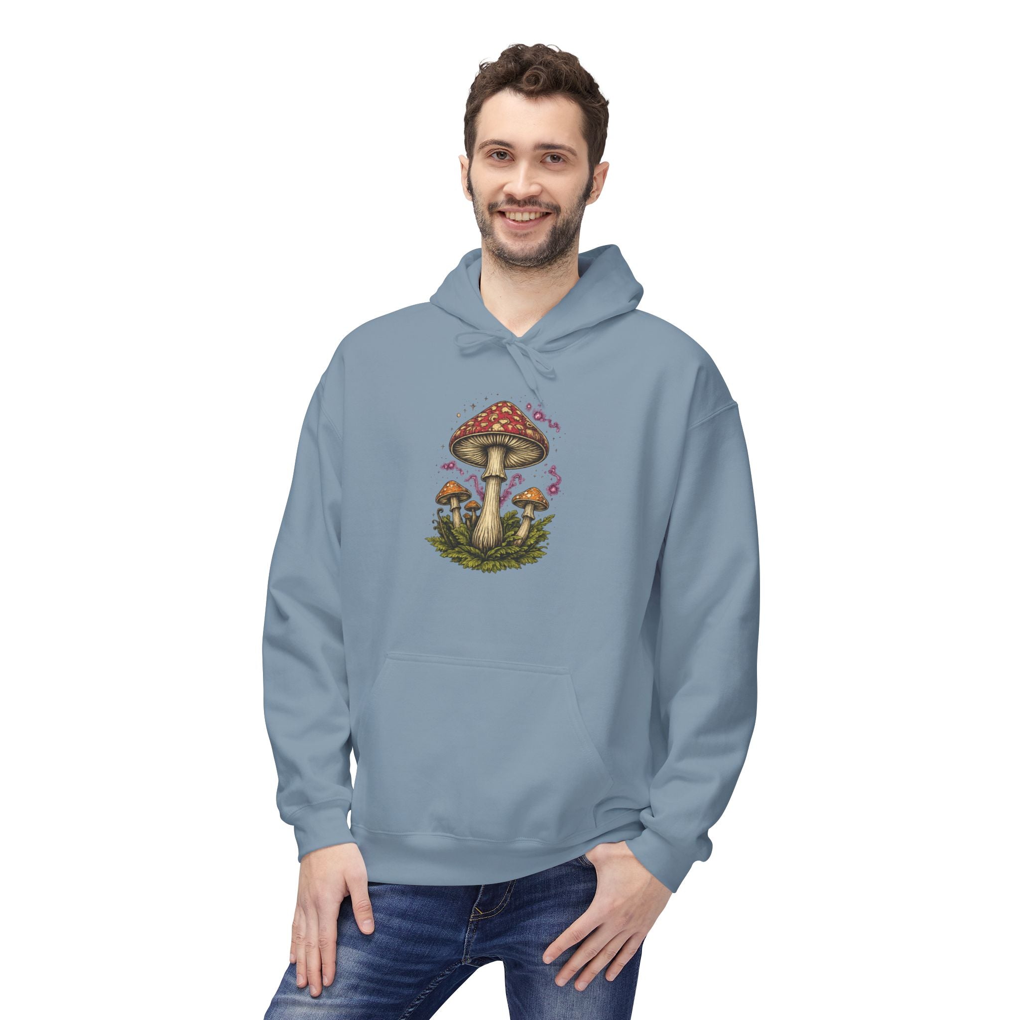 Mushroom Art Hoodie — Botanical Foraging Graphic Pullover