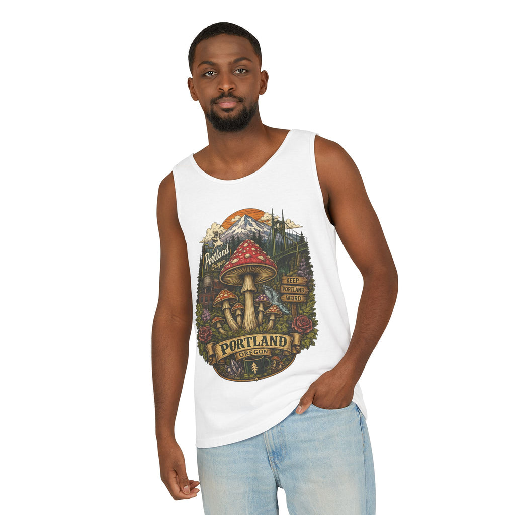 Portland Mushroom Tank Top — Vintage Forest Travel Graphic