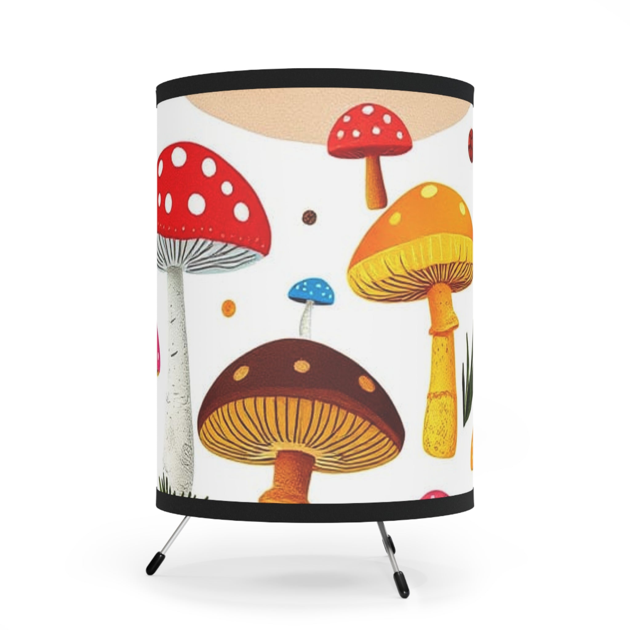 Colorful Mushroom Tripod Lamp, Bohemian Decor, Unique Lighting, Home Decor, Gift for Nature Lovers, Funky Lampshade