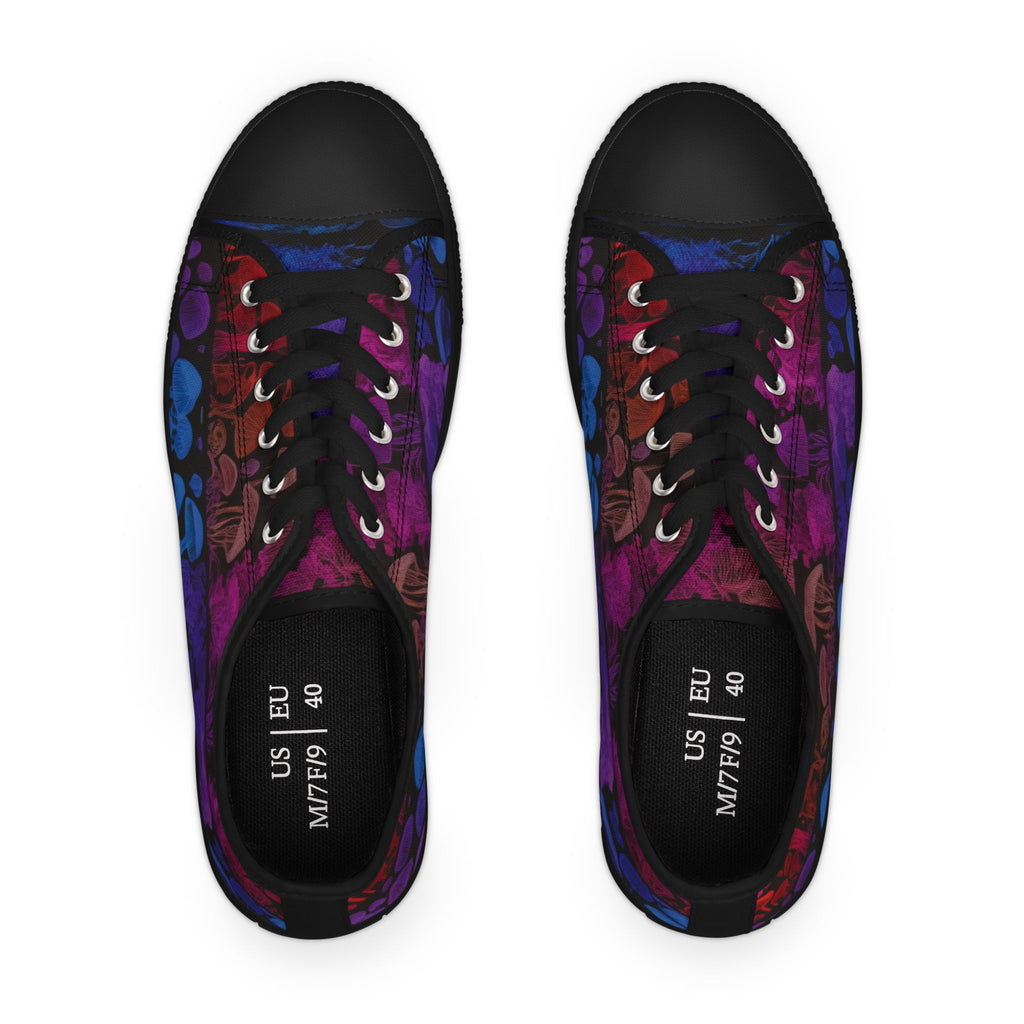 Women's Low Top Sneakers — Purple Skull Pattern Casual Canvas Shoes