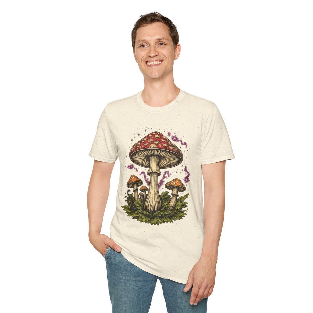 Psychedelic Mushroom Graphic T-Shirt — Red Amanita Illustration