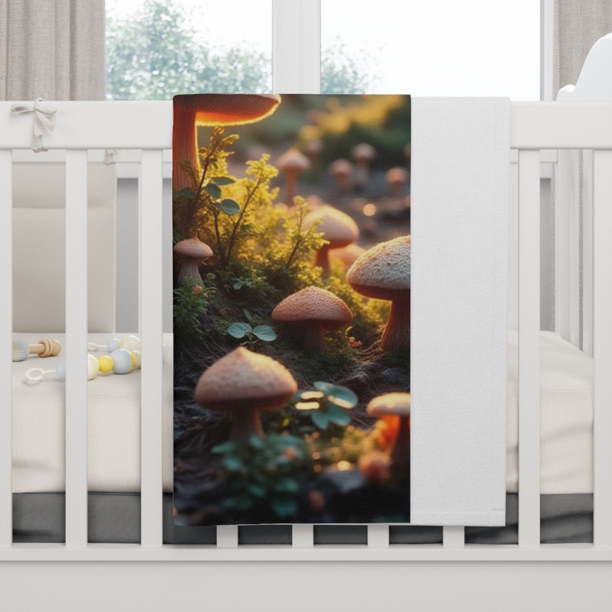 🍄🍼 “Golden Forest Mushrooms” Baby Blanket 🌿✨