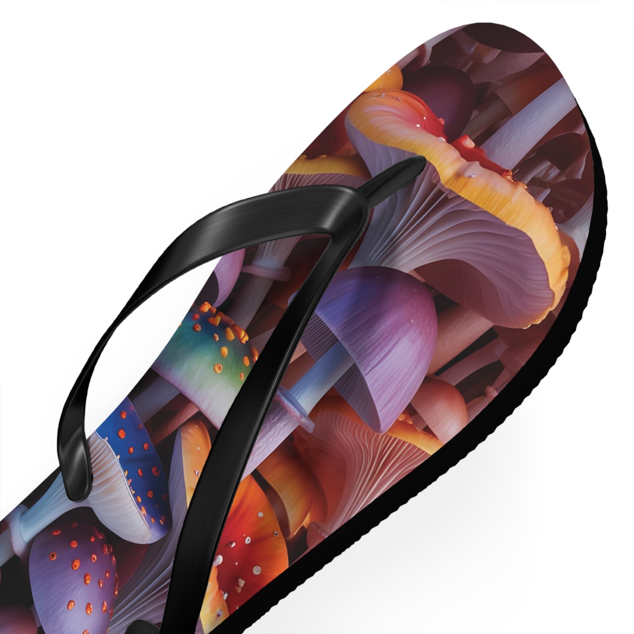 Flops: Psychedelic Mushroom Flip Flops - Colorful Fantasy Beach Sandals