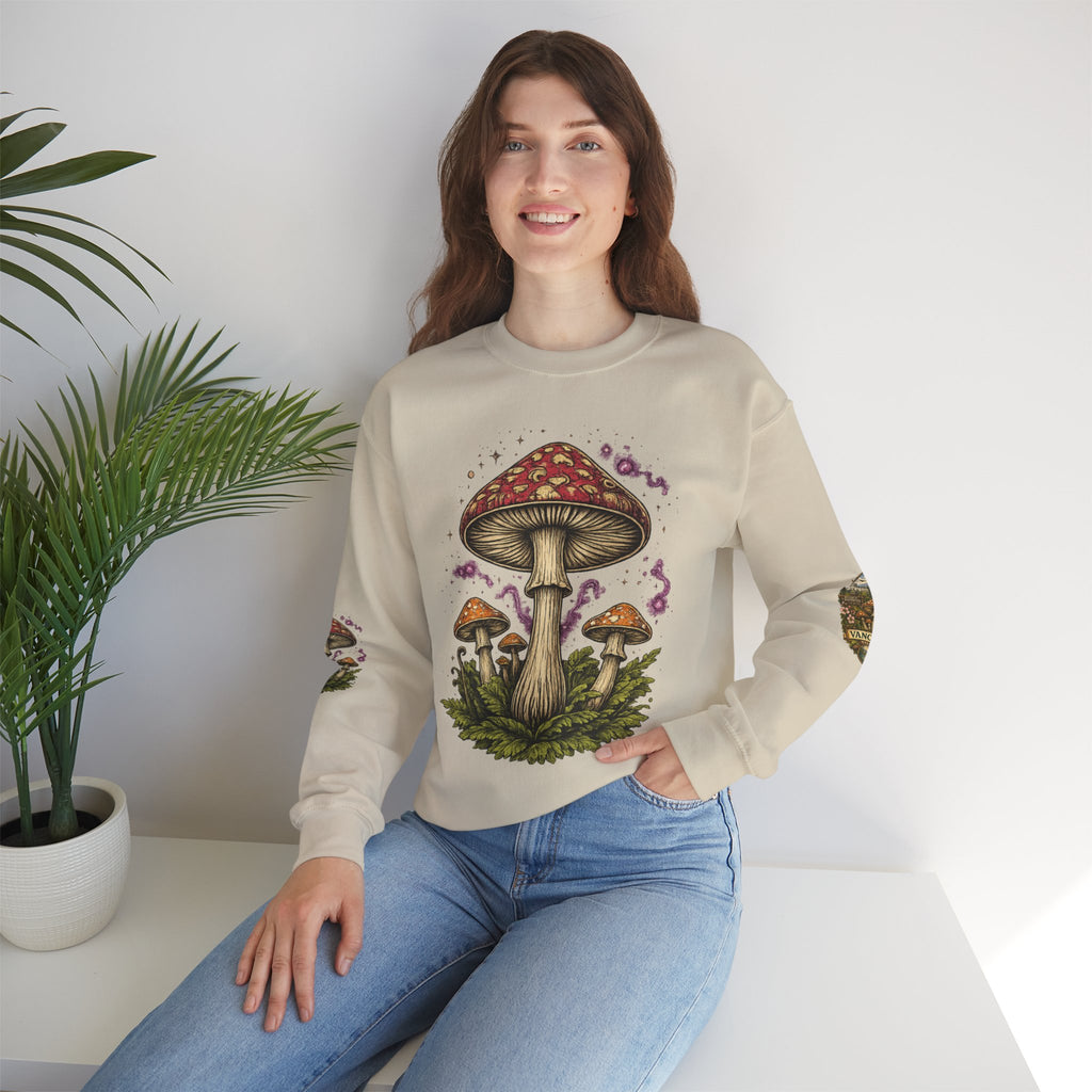 Mushroom Vancouver Crewneck Sweatshirt — Scenic Pacific Northwest Fungi Design