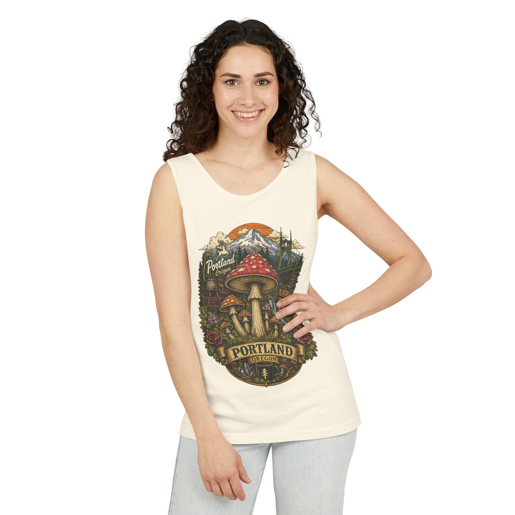 Portland Mushroom Tank Top — Vintage Forest Travel Graphic