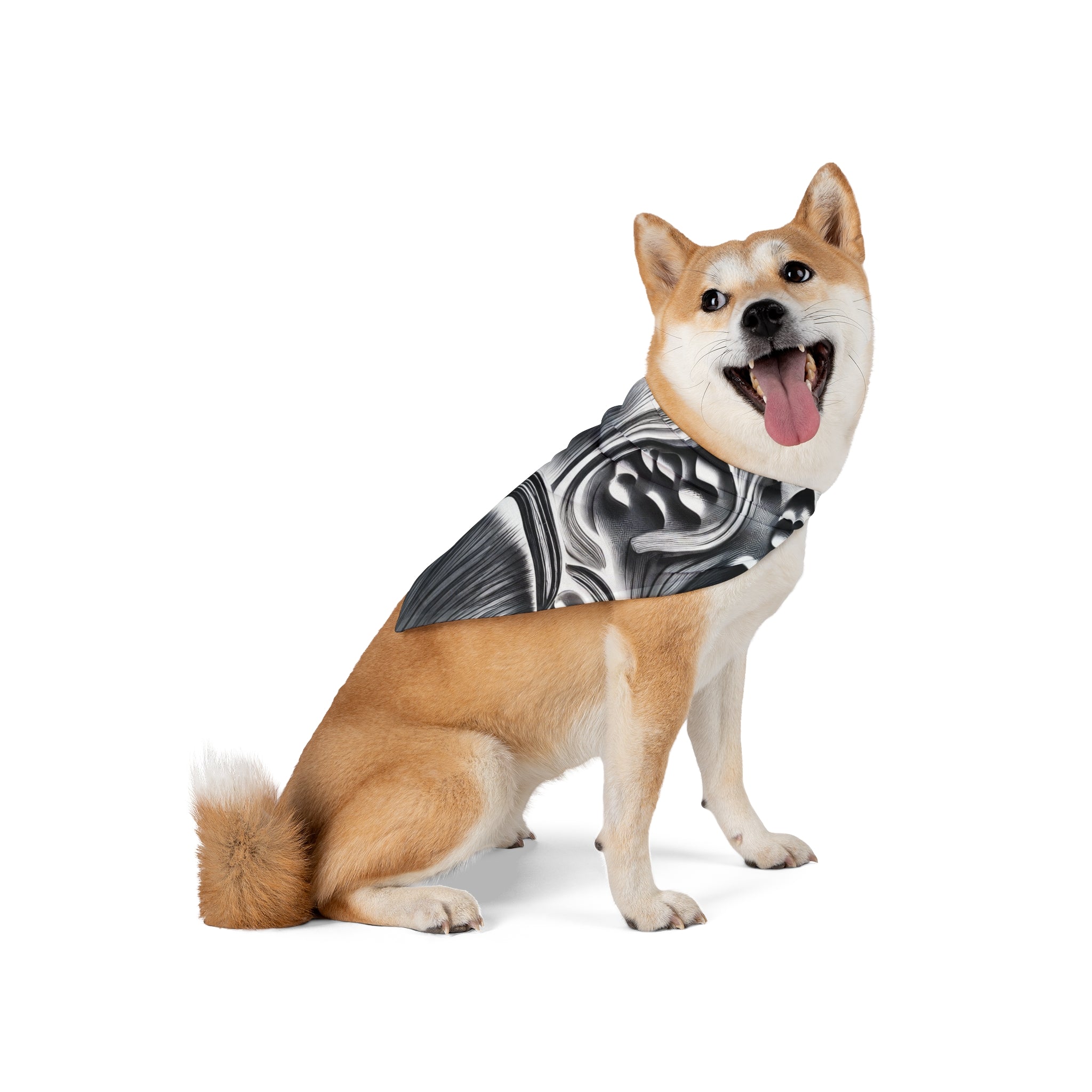 Pet Bandana: Silver Floral Pet Bandana — Metallic Floral Pattern Dog & Cat Accessory