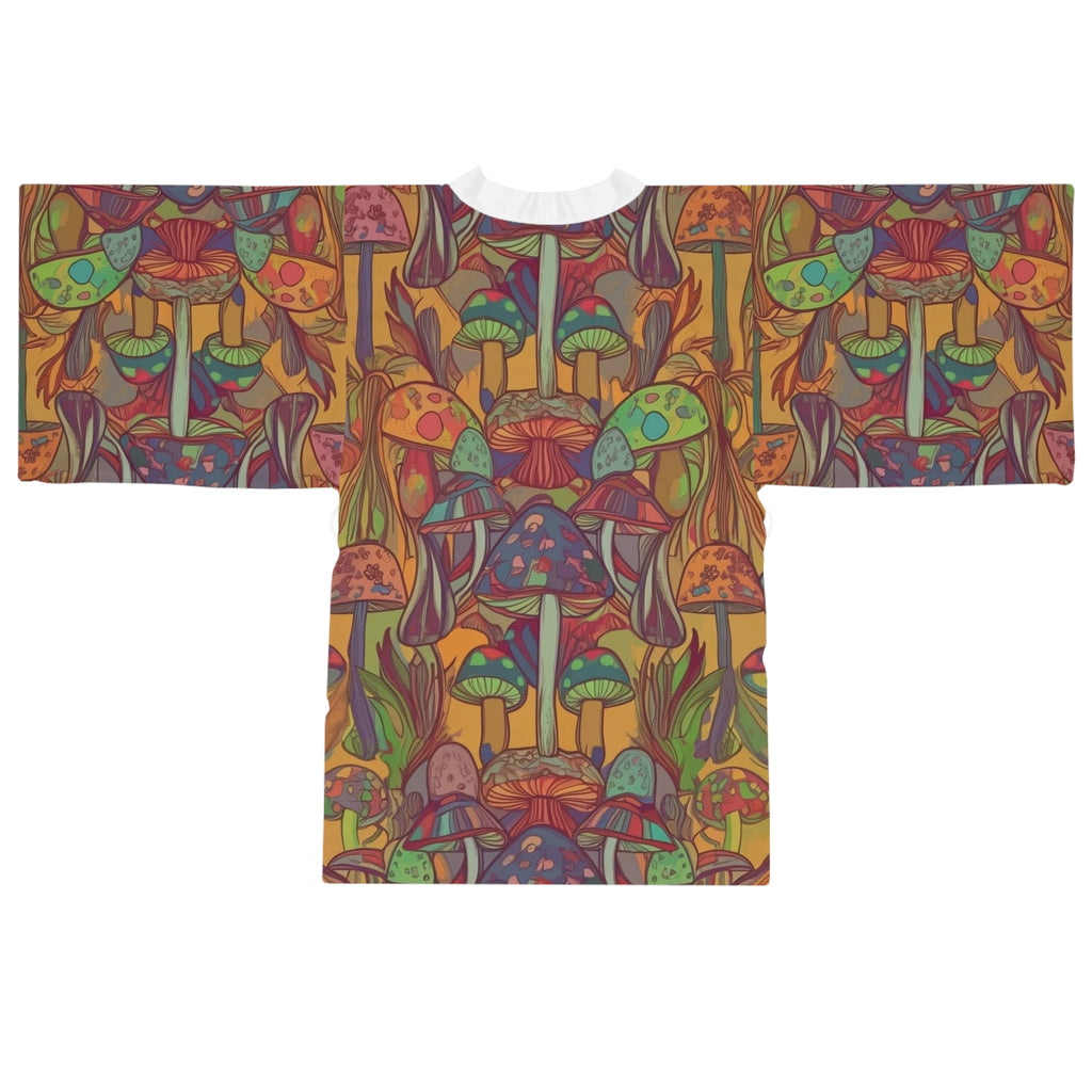 Kimono Robe: Psychedelic Mushroom Kimono Robe — Colorful Boho Lounge Jacket