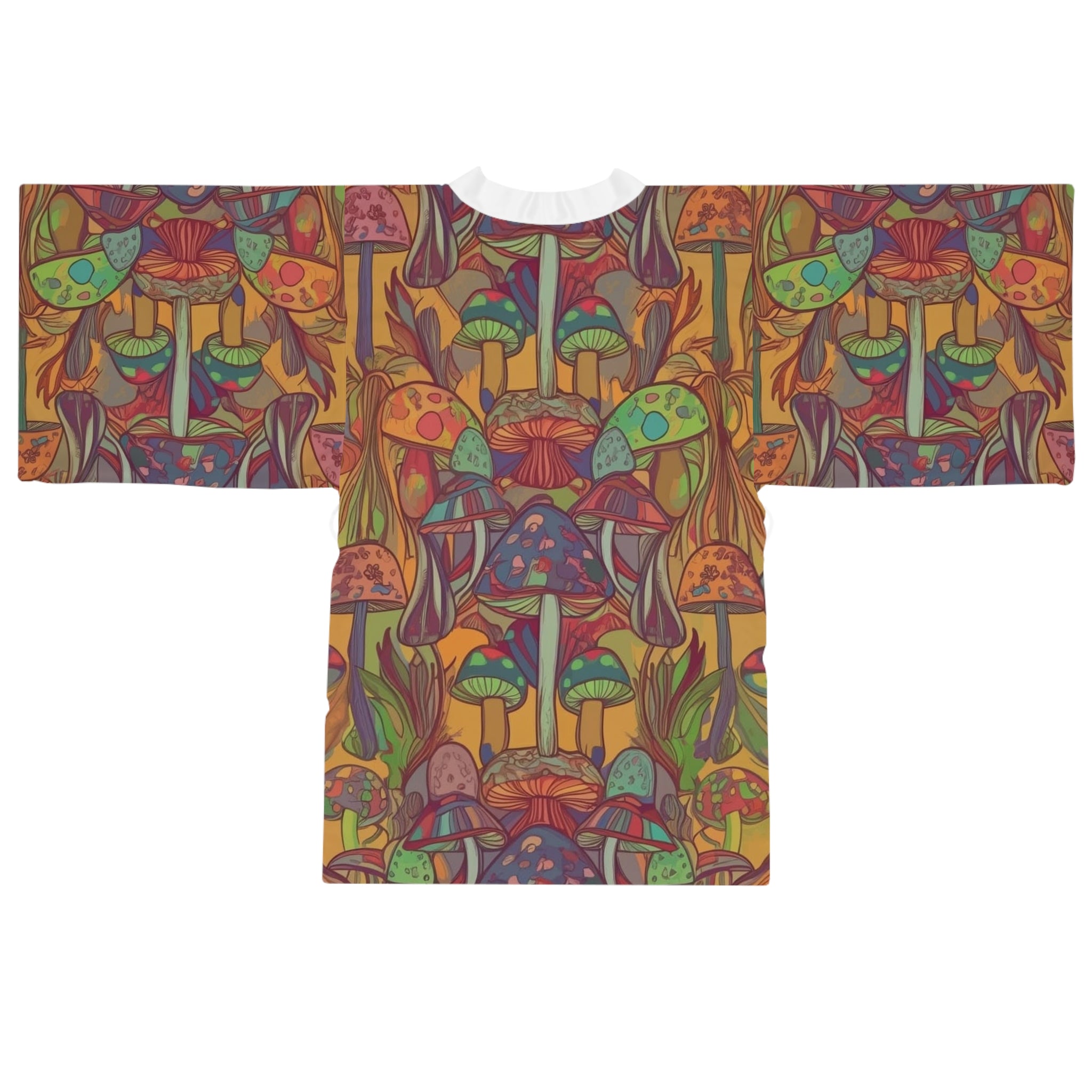 Kimono Robe: Psychedelic Mushroom Kimono Robe — Colorful Boho Lounge Jacket
