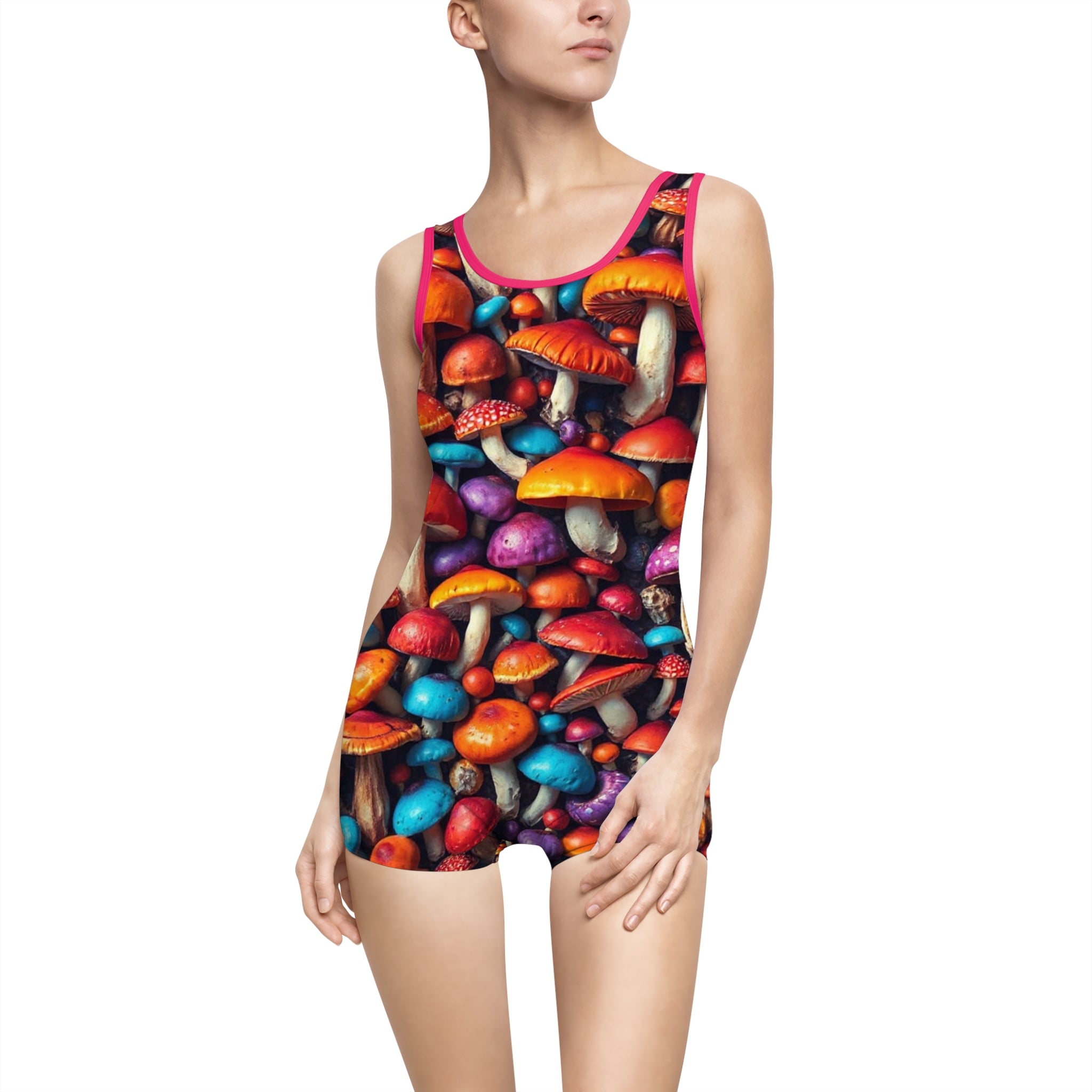 Mushroom Pattern Vintage One‑Piece Swimsuit